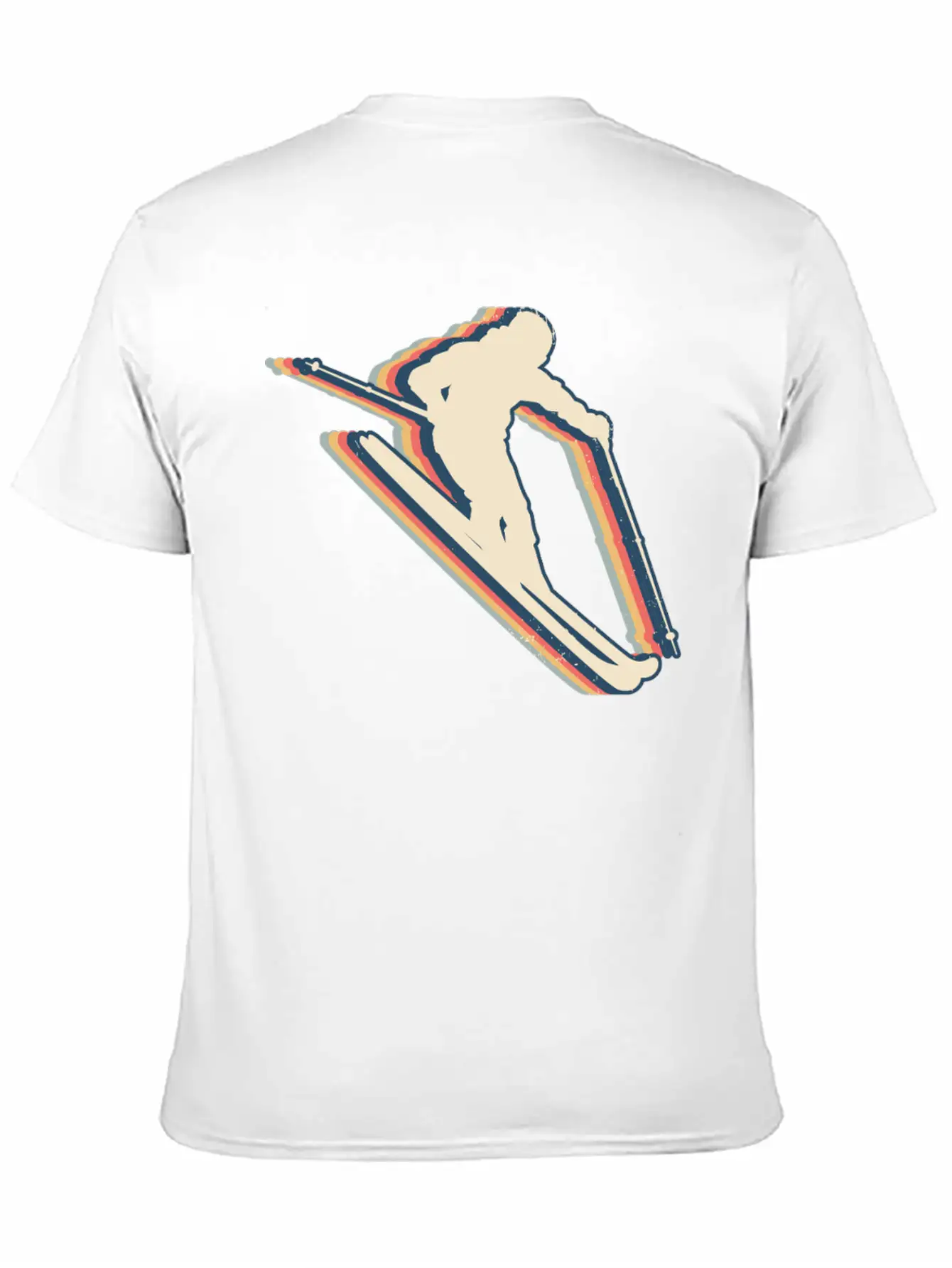 Skiing Ski Skier Retro Line Art Lightweight Cotton T-Shirt – Daily Comfort Graphic Shirt