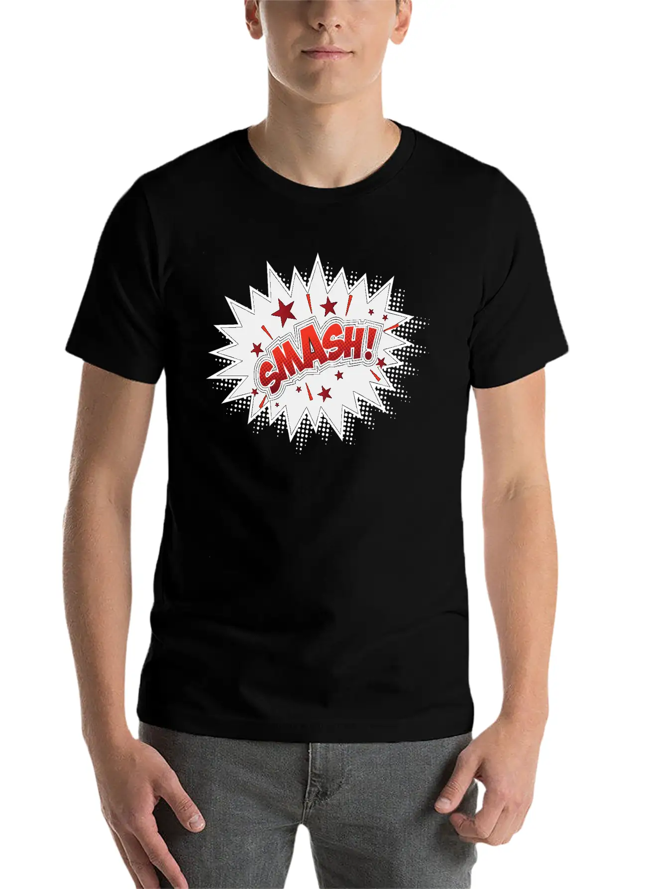 Smash Pop Art Lightweight Cotton T-Shirt – Daily Comfort Graphic Shirt
