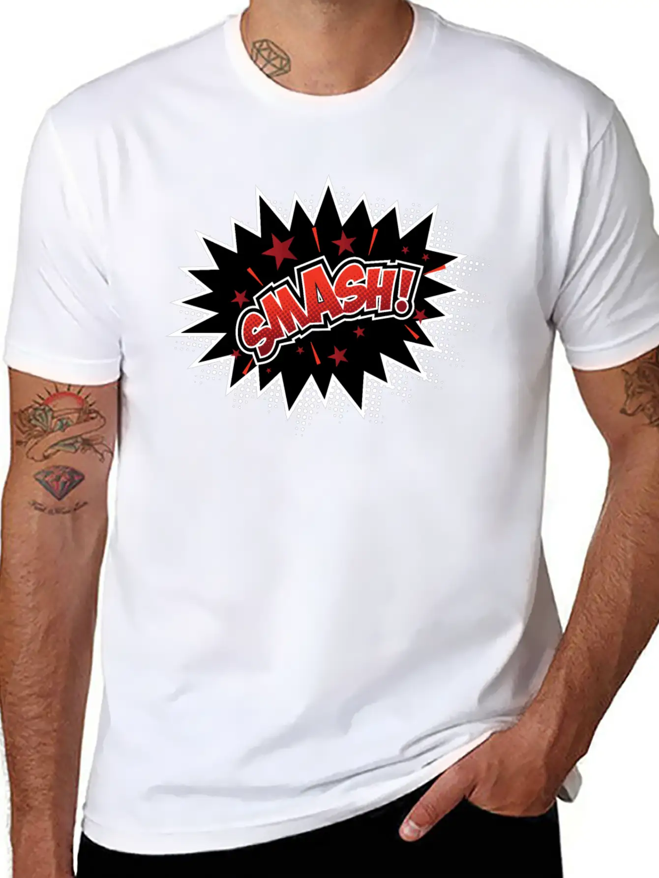 Smash Pop Art Lightweight Cotton T-Shirt – Daily Comfort Graphic Shirt
