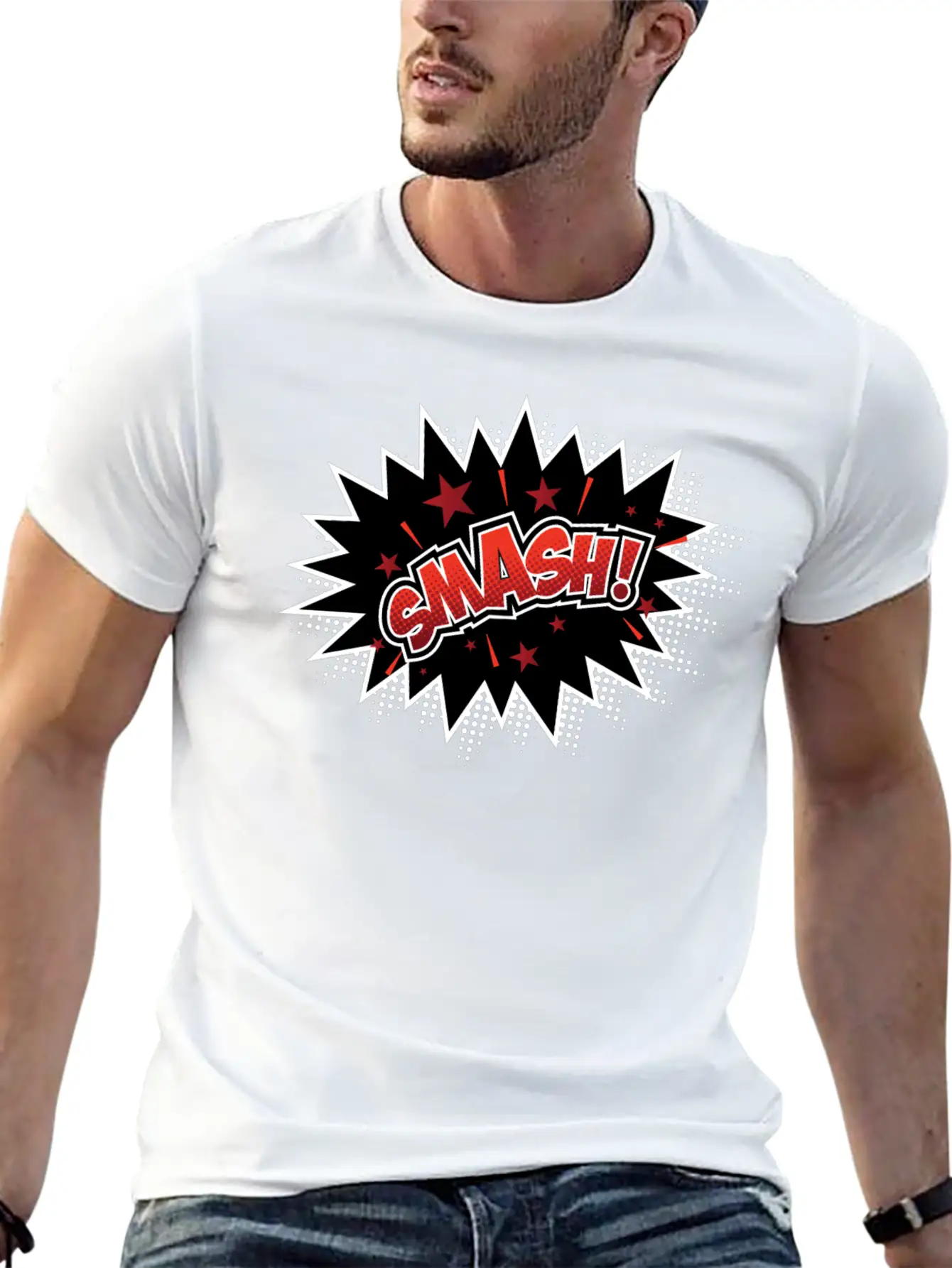 Smash Pop Art Lightweight Cotton T-Shirt – Daily Comfort Graphic Shirt