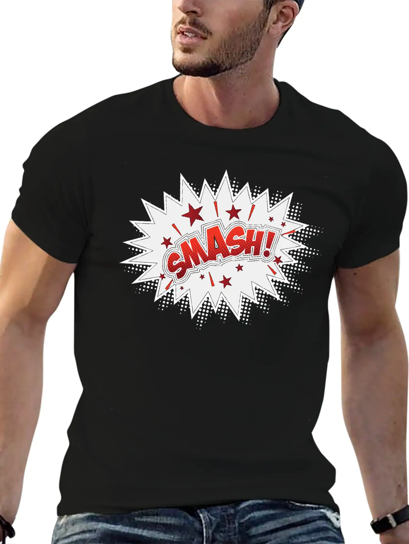 Smash Pop Art Lightweight Cotton T-Shirt – Daily Comfort Graphic Shirt