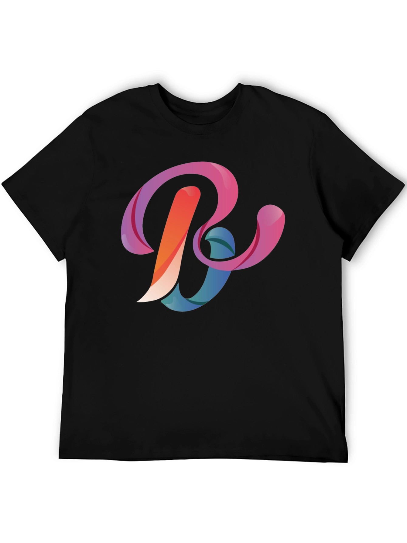Abstract Letter B Graphic Black T-Shirt
