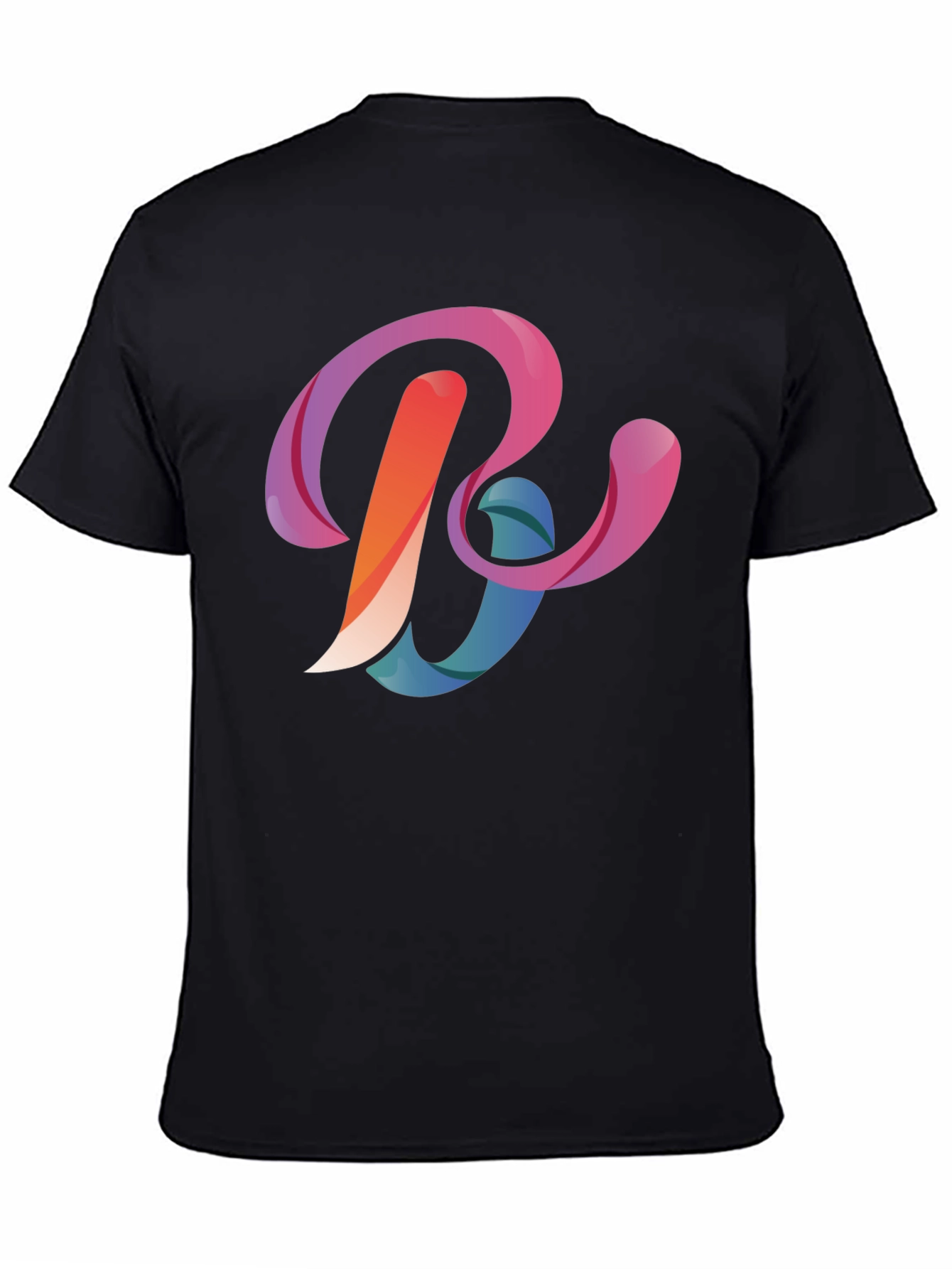 Abstract Letter B Graphic Black T-Shirt