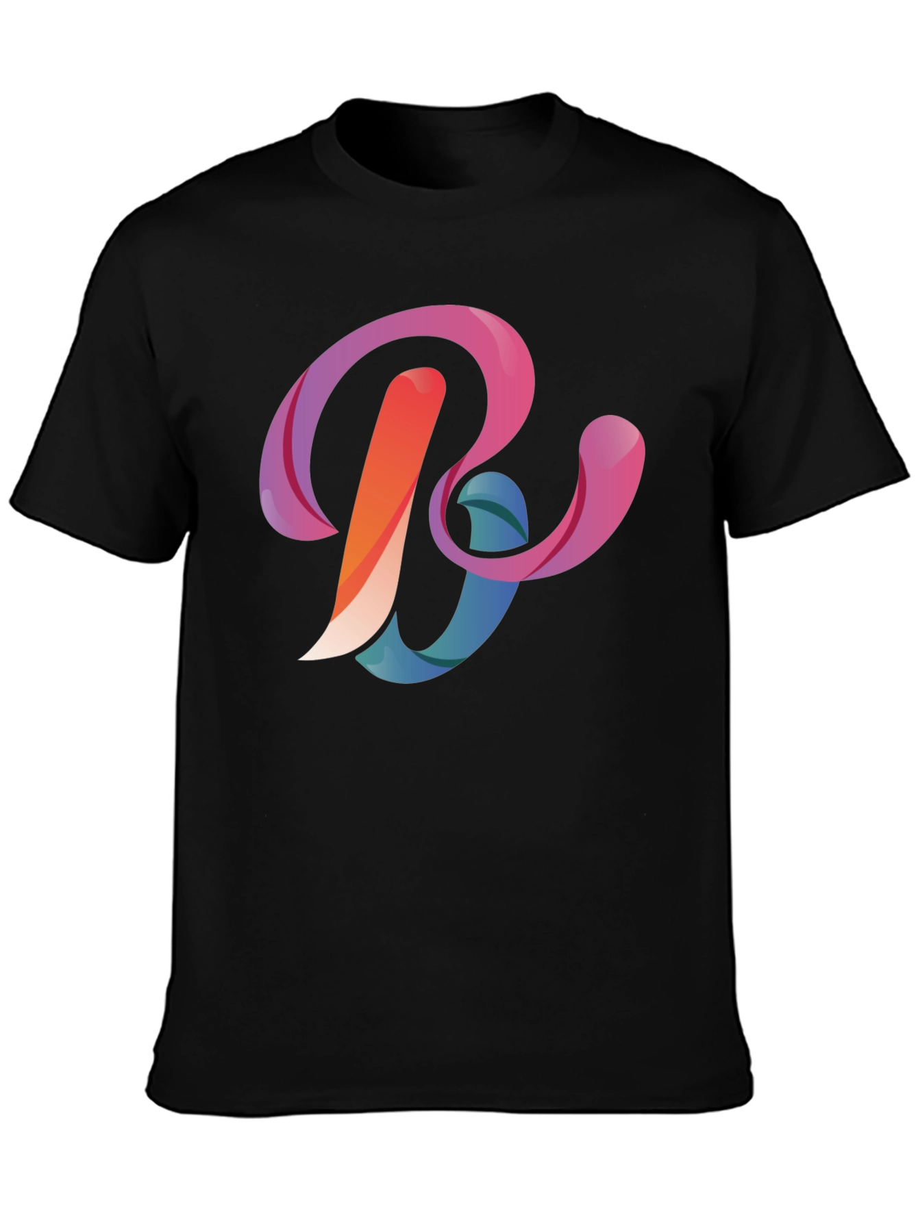 Abstract Letter B Graphic Black T-Shirt