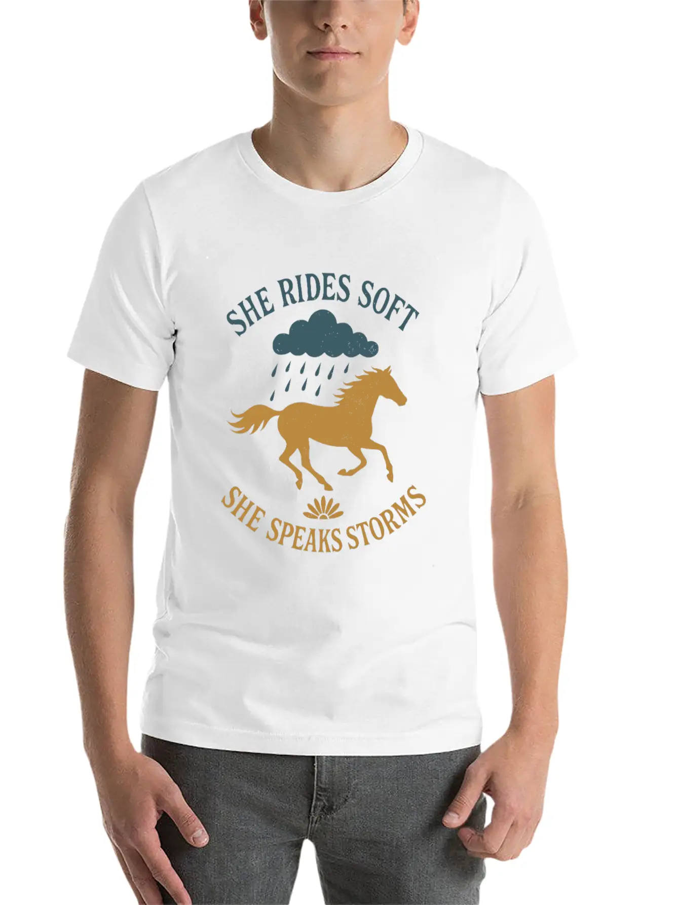 Soft Cowgirl Floral Rodeo Western Aesthetic Horse Lightweight Cotton T-Shirt – Daily Comfort Graphic Shirt