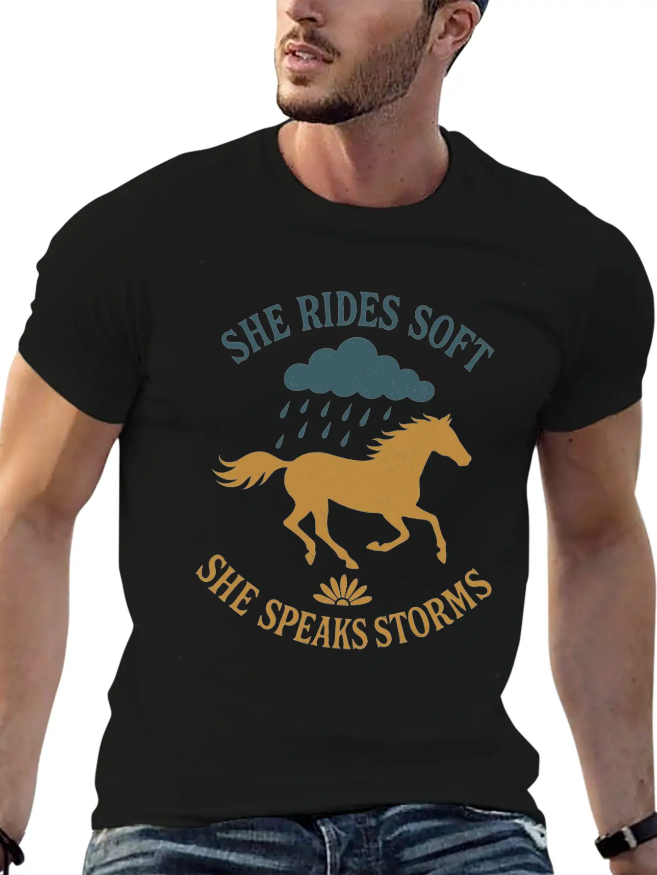 Soft Cowgirl Floral Rodeo Western Aesthetic Horse Lightweight Cotton T-Shirt – Daily Comfort Graphic Shirt