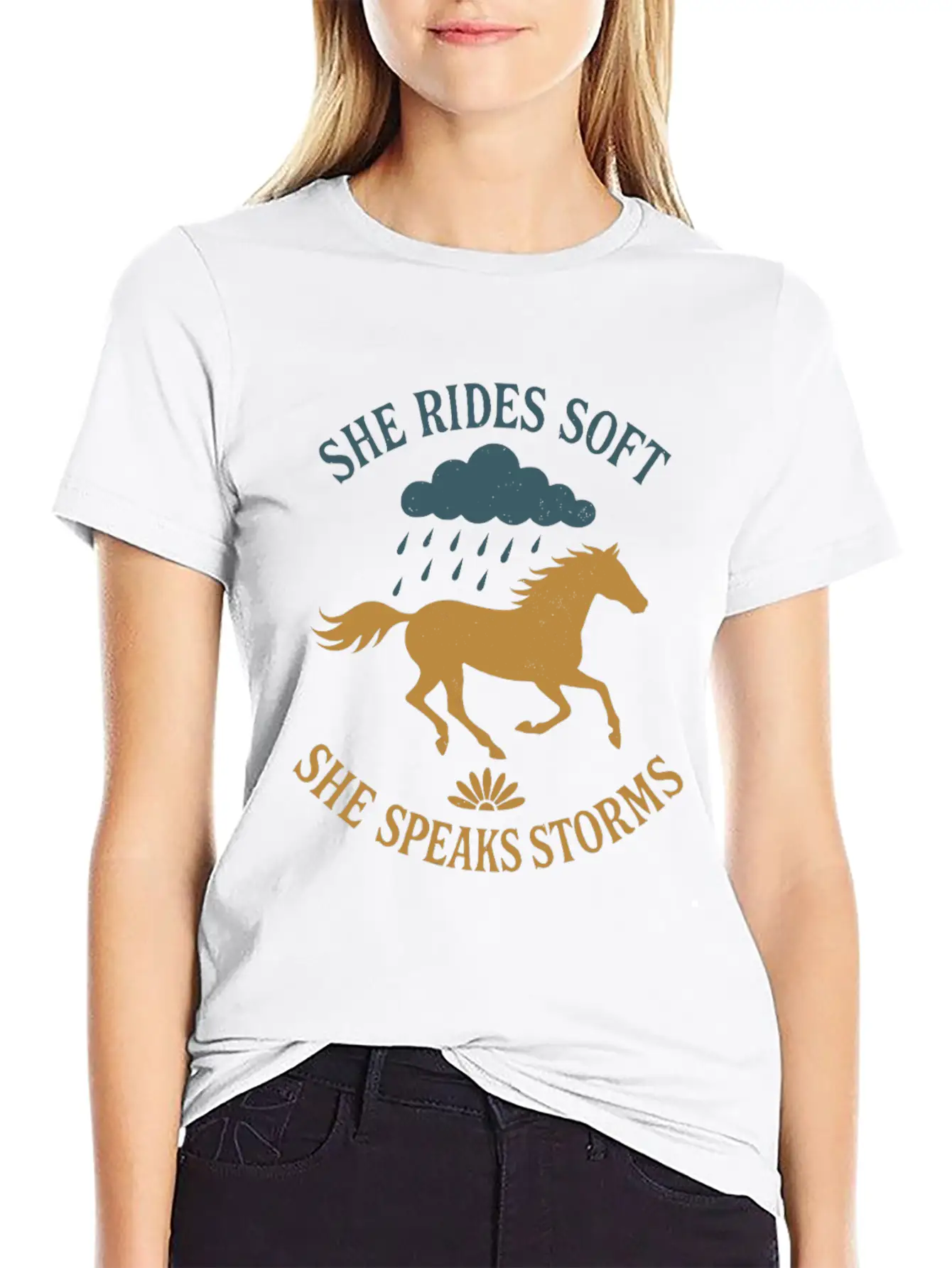 Soft Cowgirl Floral Rodeo Western Aesthetic Horse Lightweight Cotton T-Shirt – Daily Comfort Graphic Shirt