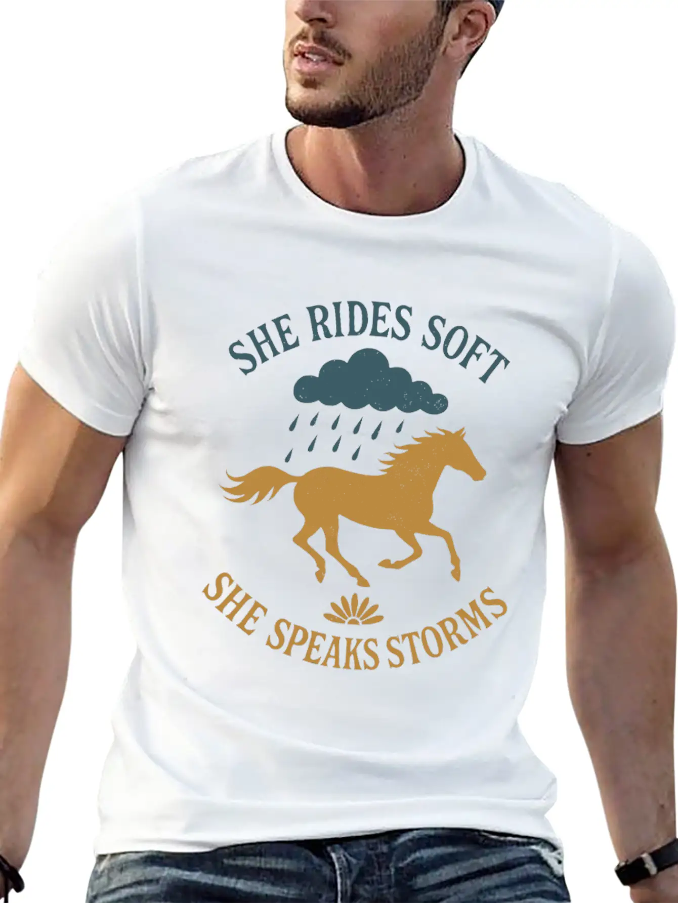 Soft Cowgirl Floral Rodeo Western Aesthetic Horse Lightweight Cotton T-Shirt – Daily Comfort Graphic Shirt