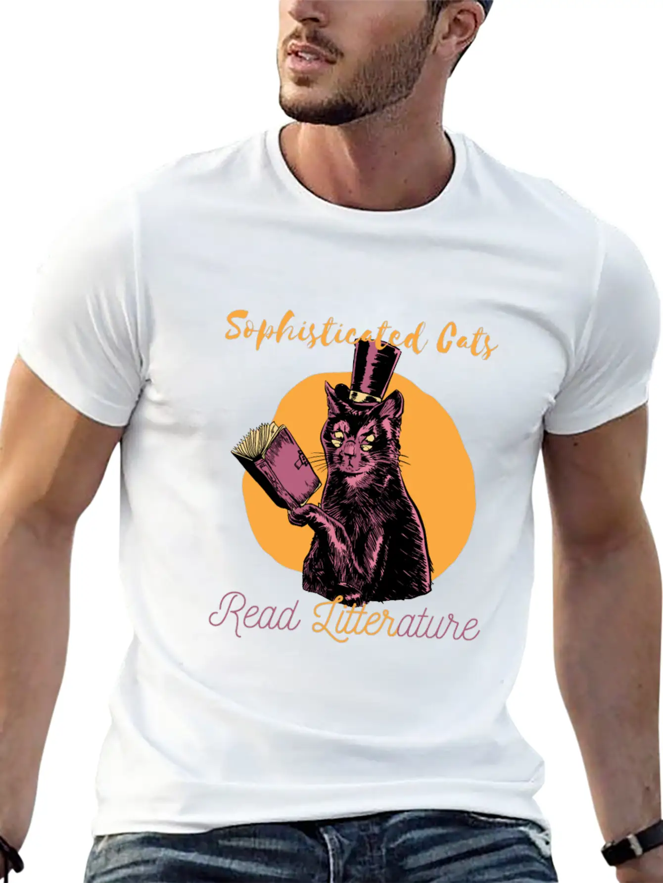 SOPHISTICATED CAT Lightweight Cotton T-Shirt – Daily Comfort Graphic Shirt