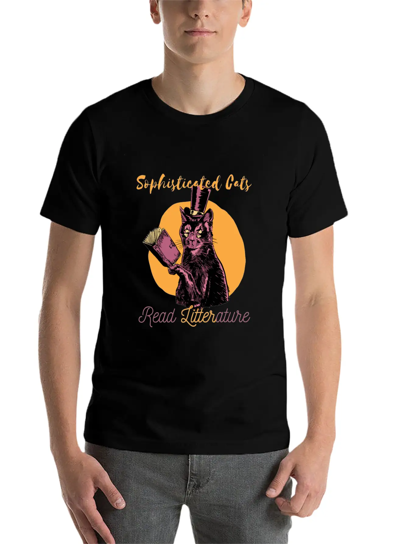 SOPHISTICATED CAT Lightweight Cotton T-Shirt – Daily Comfort Graphic Shirt