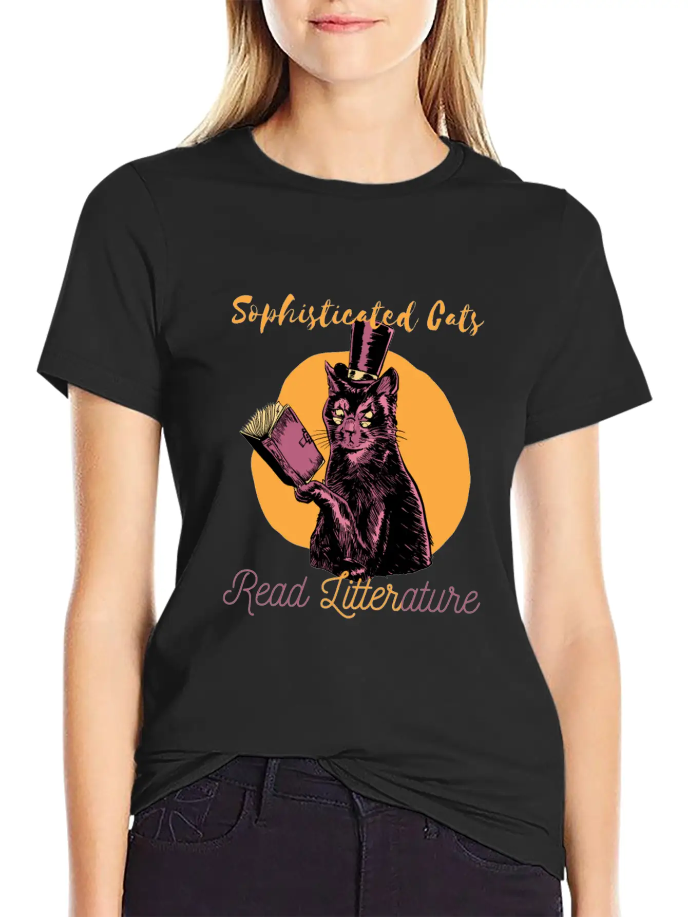 SOPHISTICATED CAT Lightweight Cotton T-Shirt – Daily Comfort Graphic Shirt
