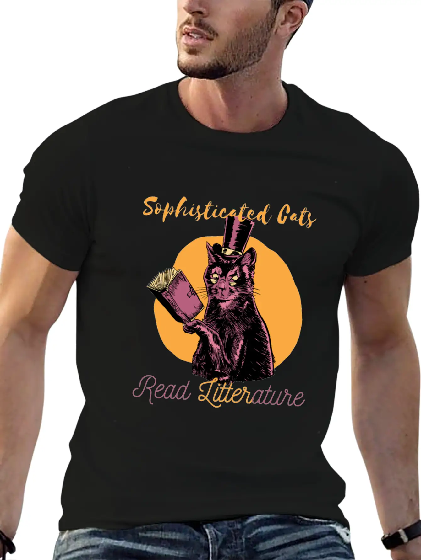 SOPHISTICATED CAT Lightweight Cotton T-Shirt – Daily Comfort Graphic Shirt