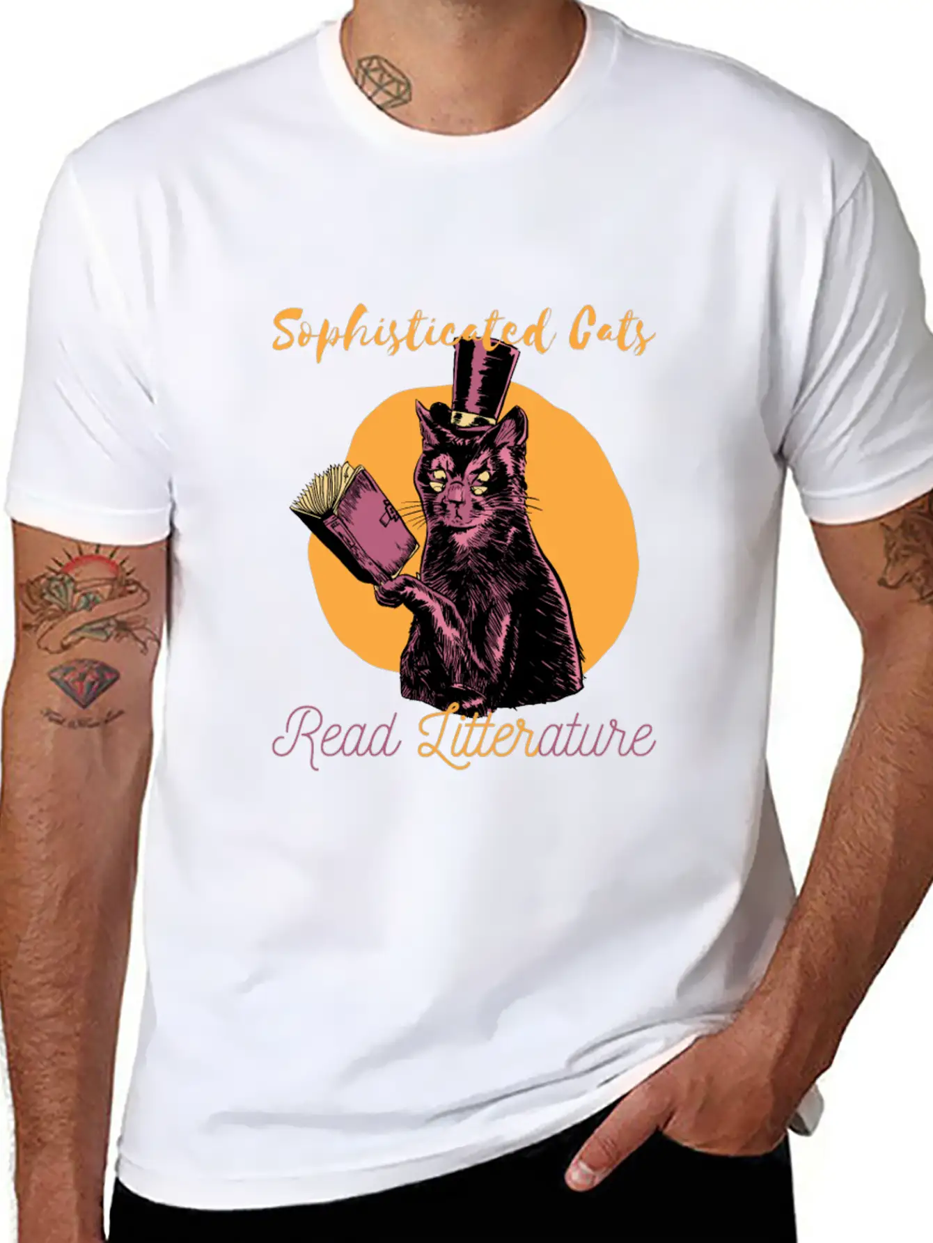 SOPHISTICATED CAT Lightweight Cotton T-Shirt – Daily Comfort Graphic Shirt