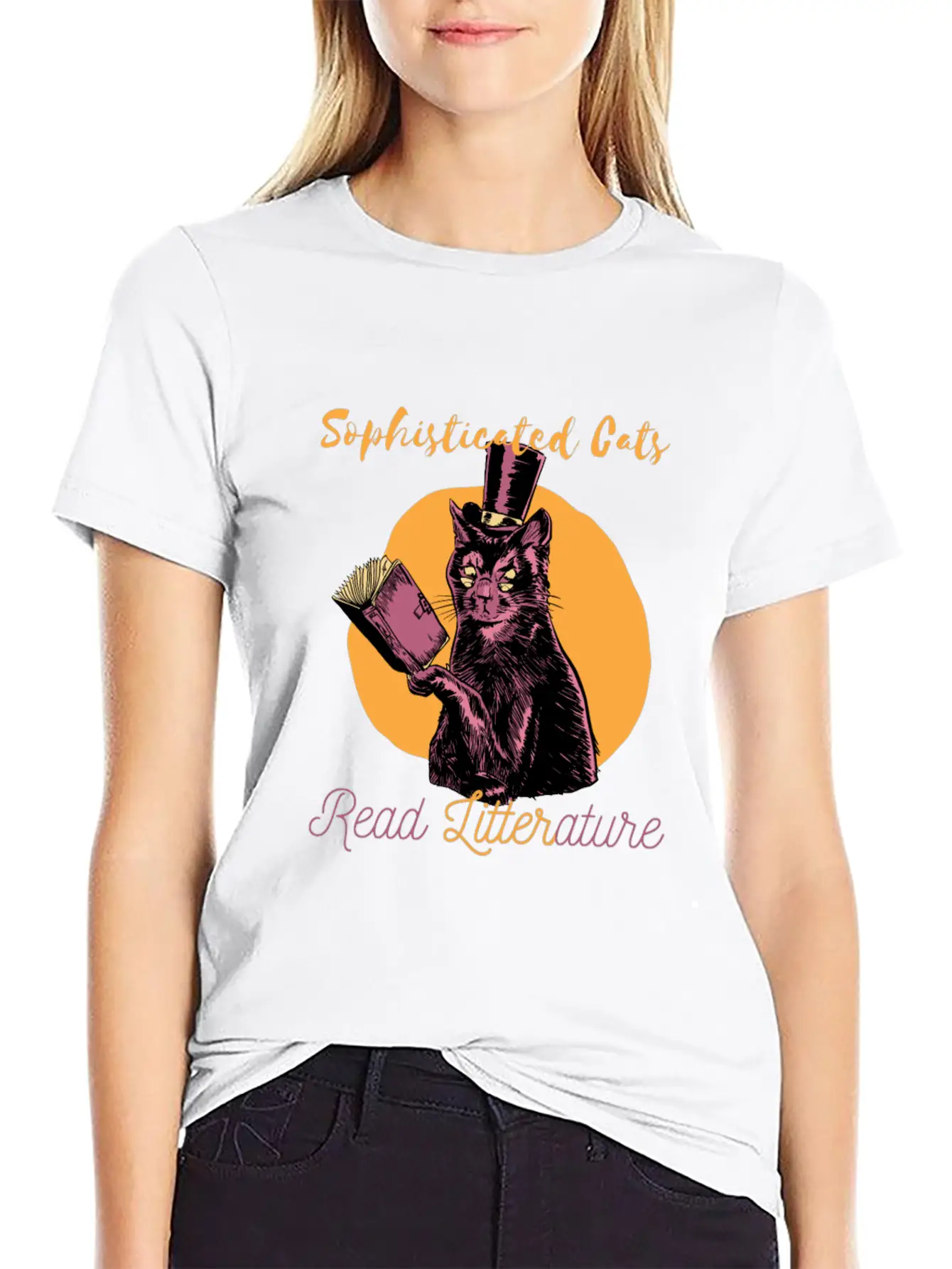 SOPHISTICATED CAT Lightweight Cotton T-Shirt – Daily Comfort Graphic Shirt