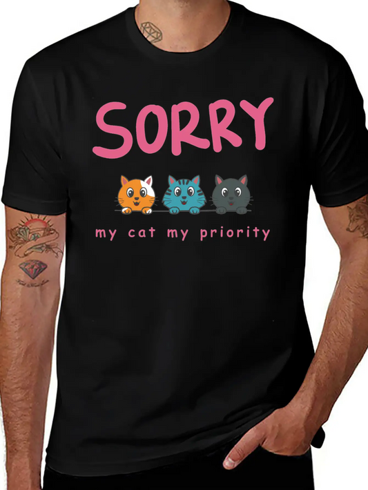 Sorry Cat 01 Lightweight Cotton T-Shirt – Daily Comfort Graphic Shirt
