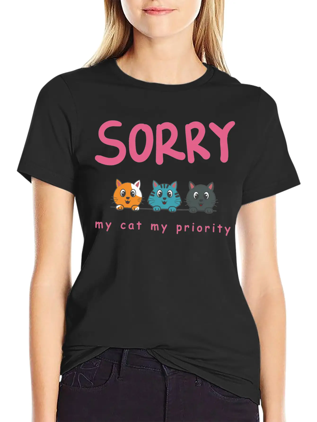 Sorry Cat 01 Lightweight Cotton T-Shirt – Daily Comfort Graphic Shirt