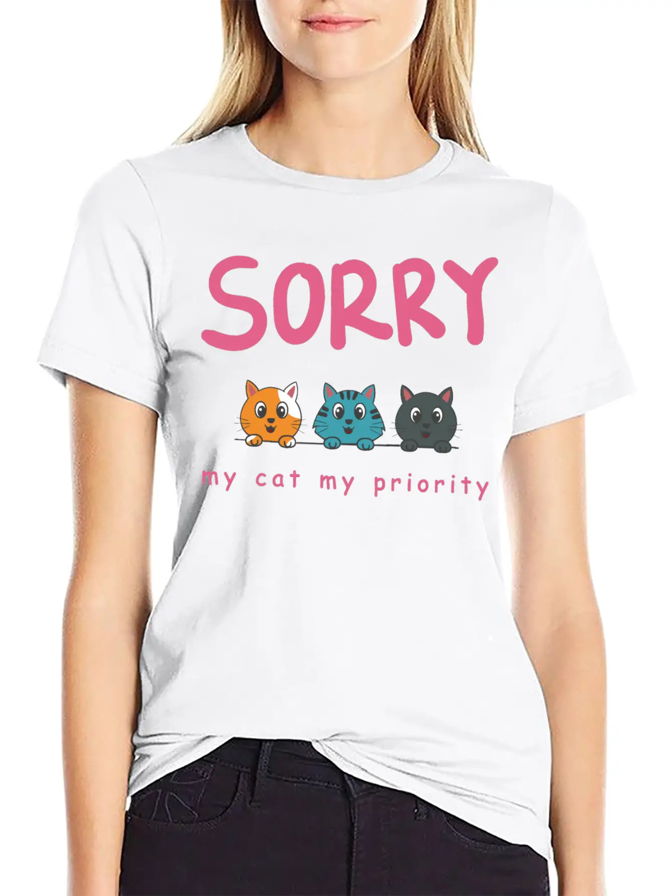 Sorry Cat 01 Lightweight Cotton T-Shirt – Daily Comfort Graphic Shirt