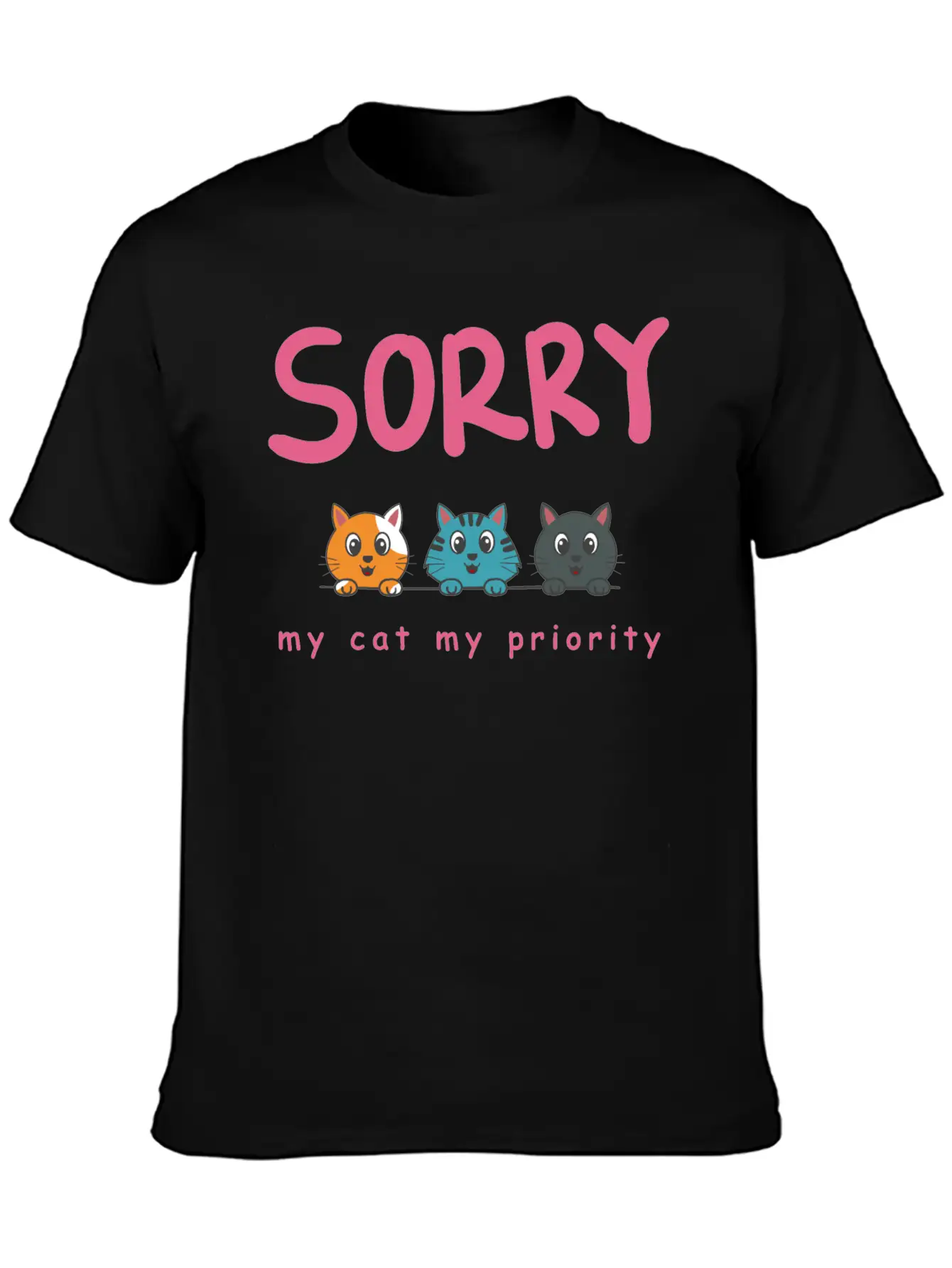 Sorry Cat 01 Lightweight Cotton T-Shirt – Daily Comfort Graphic Shirt