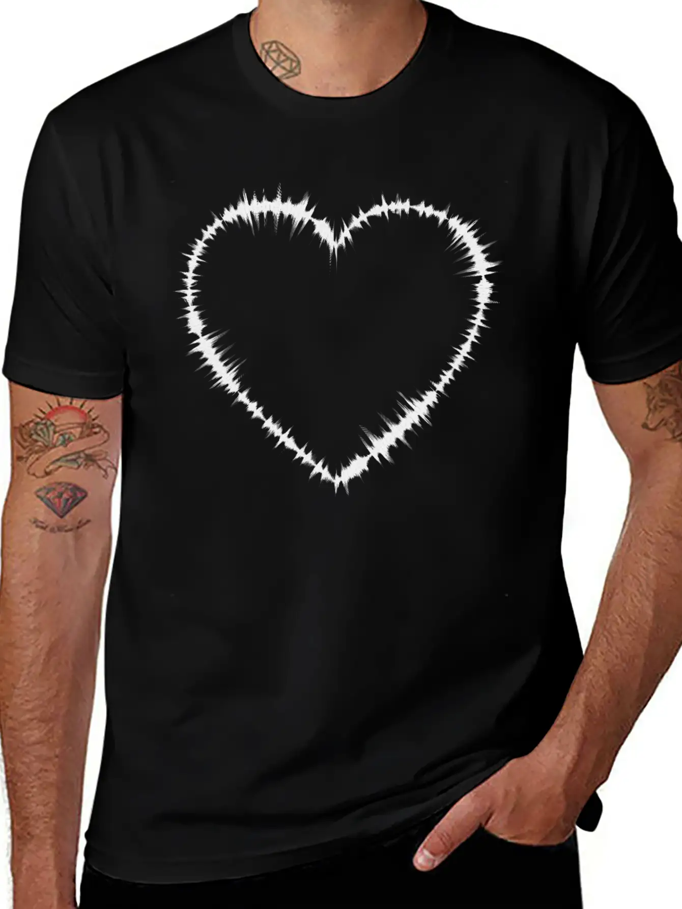 Sound Waves Heart Lightweight Cotton T-Shirt – Daily Comfort Graphic Shirt