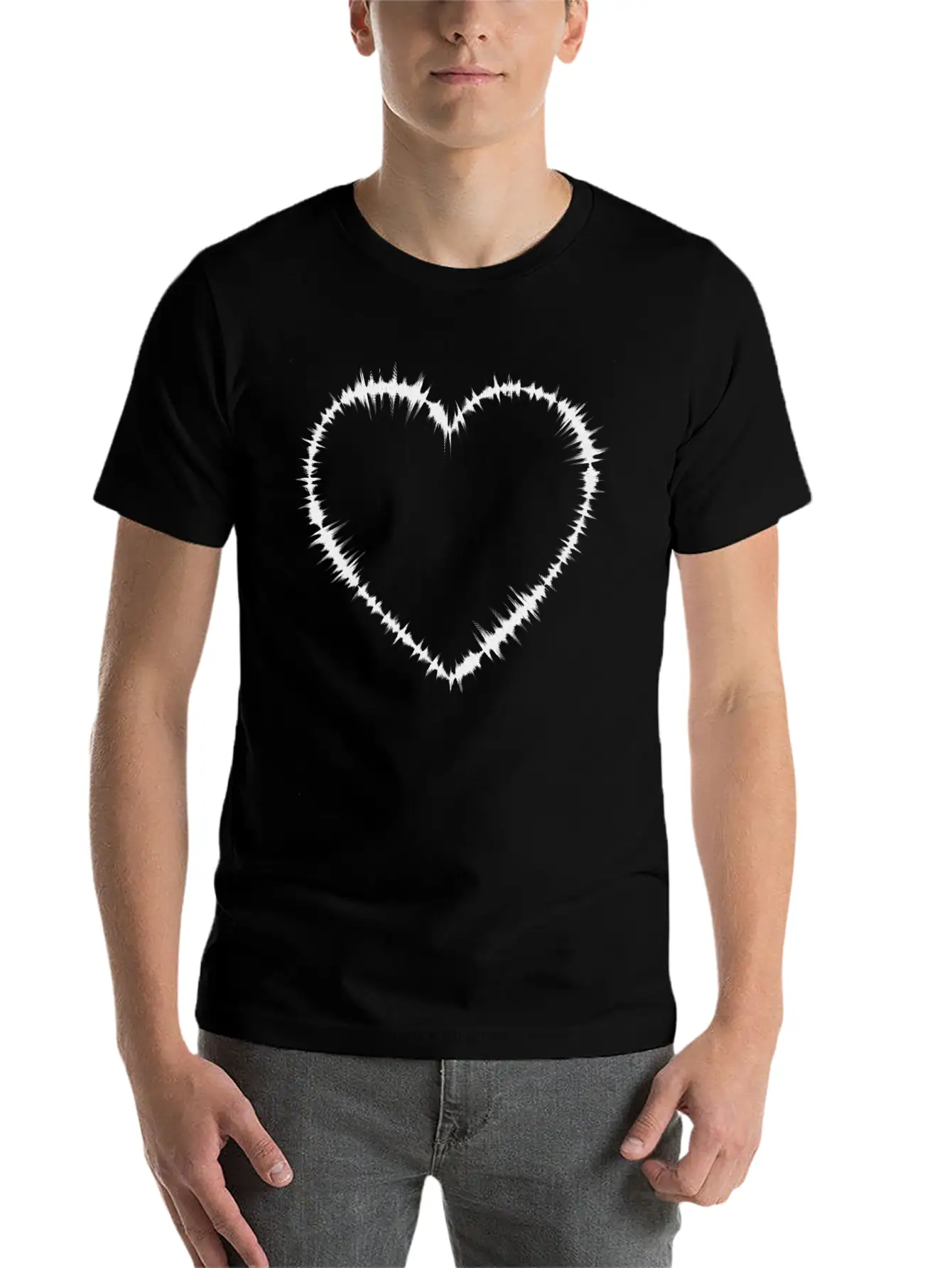 Sound Waves Heart Lightweight Cotton T-Shirt – Daily Comfort Graphic Shirt