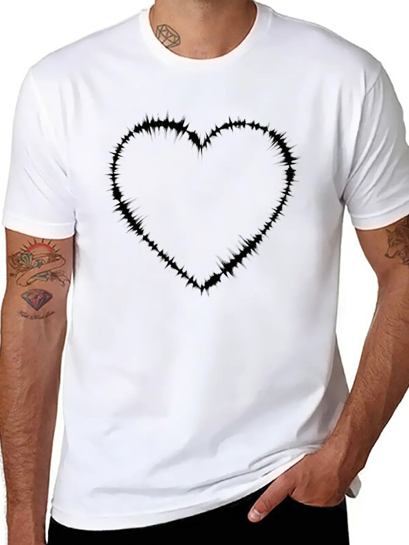 Sound Waves Heart Lightweight Cotton T-Shirt – Daily Comfort Graphic Shirt