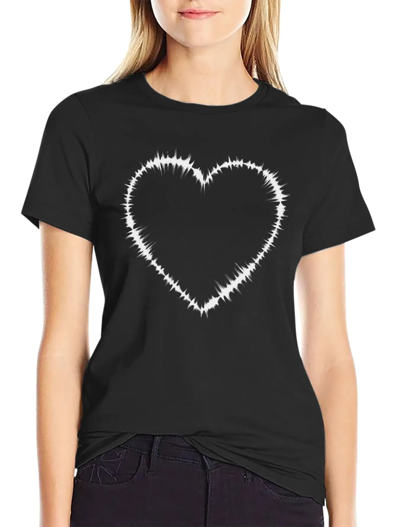 Sound Waves Heart Lightweight Cotton T-Shirt – Daily Comfort Graphic Shirt