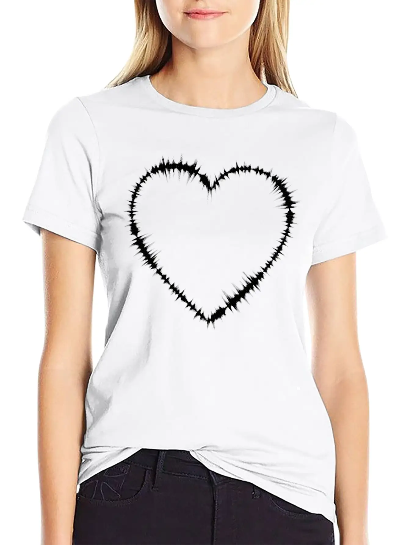 Sound Waves Heart Lightweight Cotton T-Shirt – Daily Comfort Graphic Shirt