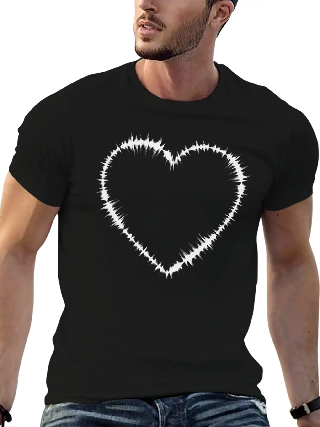 Sound Waves Heart Lightweight Cotton T-Shirt – Daily Comfort Graphic Shirt