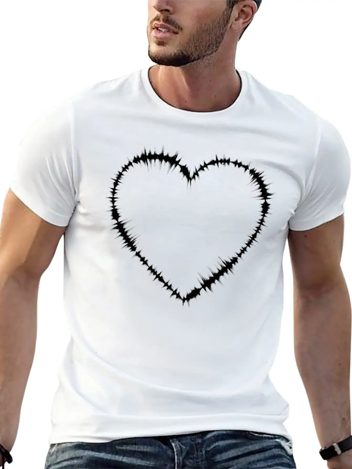 Sound Waves Heart Lightweight Cotton T-Shirt – Daily Comfort Graphic Shirt