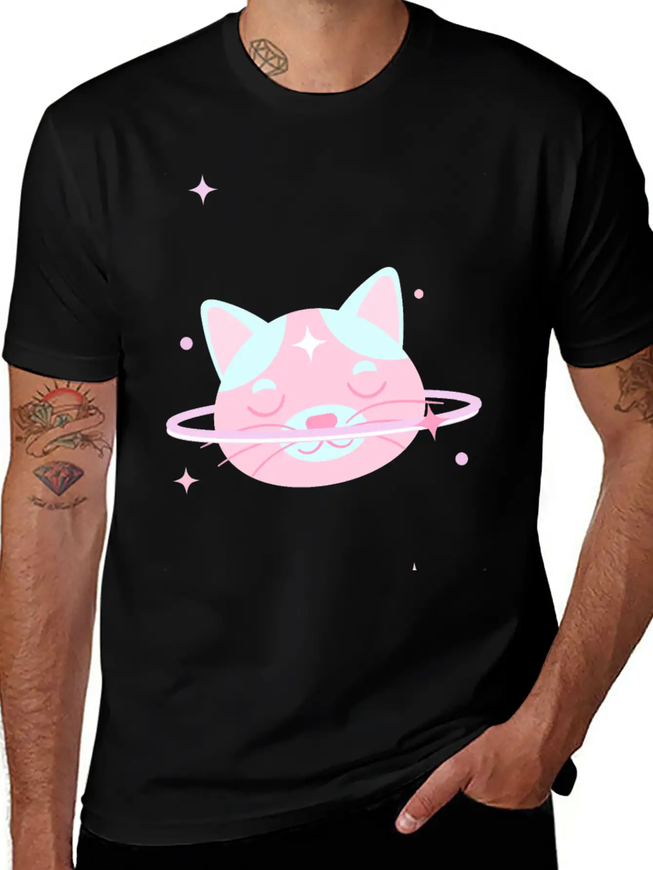 Space Cat Lightweight Cotton T-Shirt – Daily Comfort Graphic Shirt