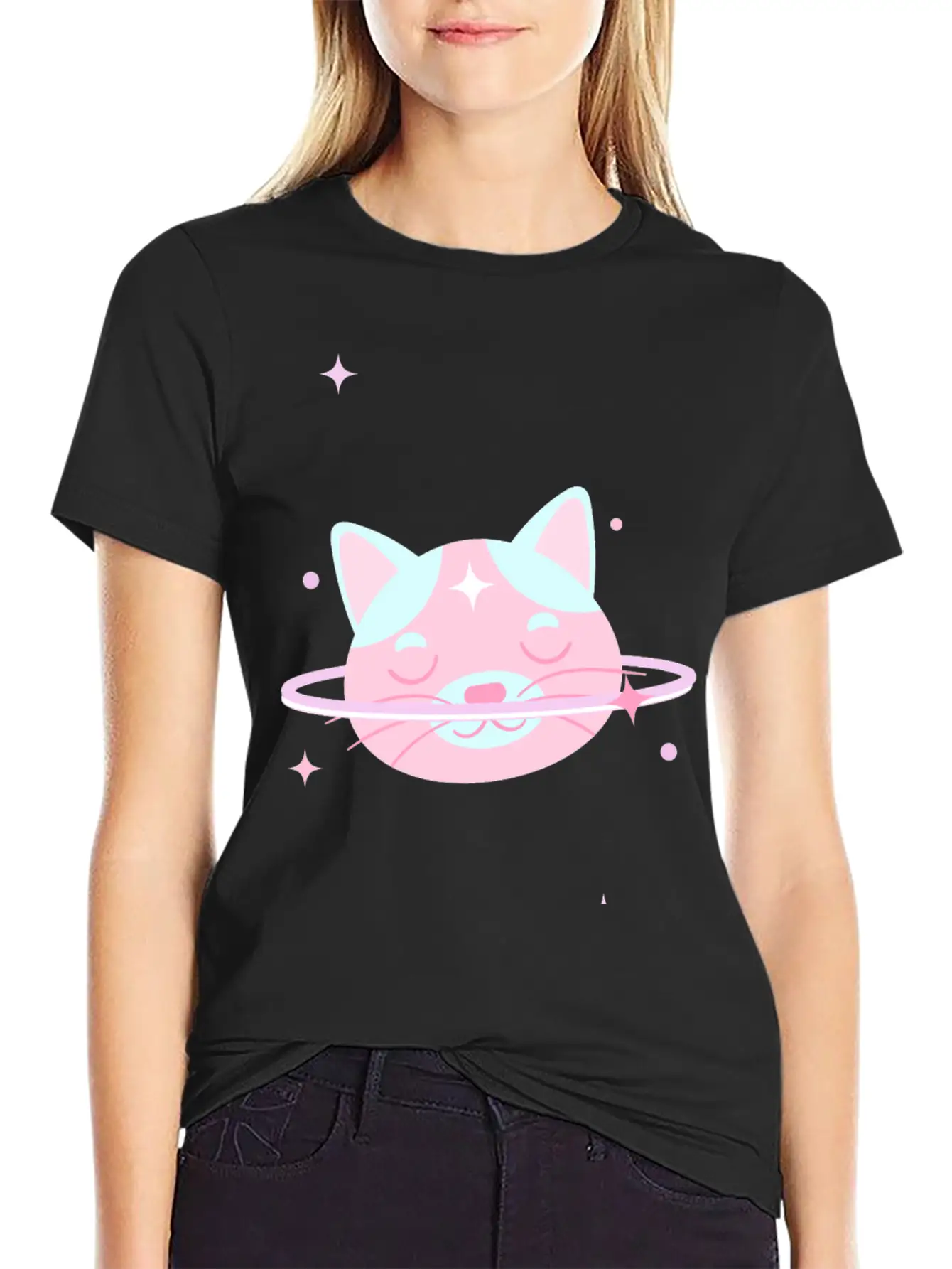 Space Cat Lightweight Cotton T-Shirt – Daily Comfort Graphic Shirt