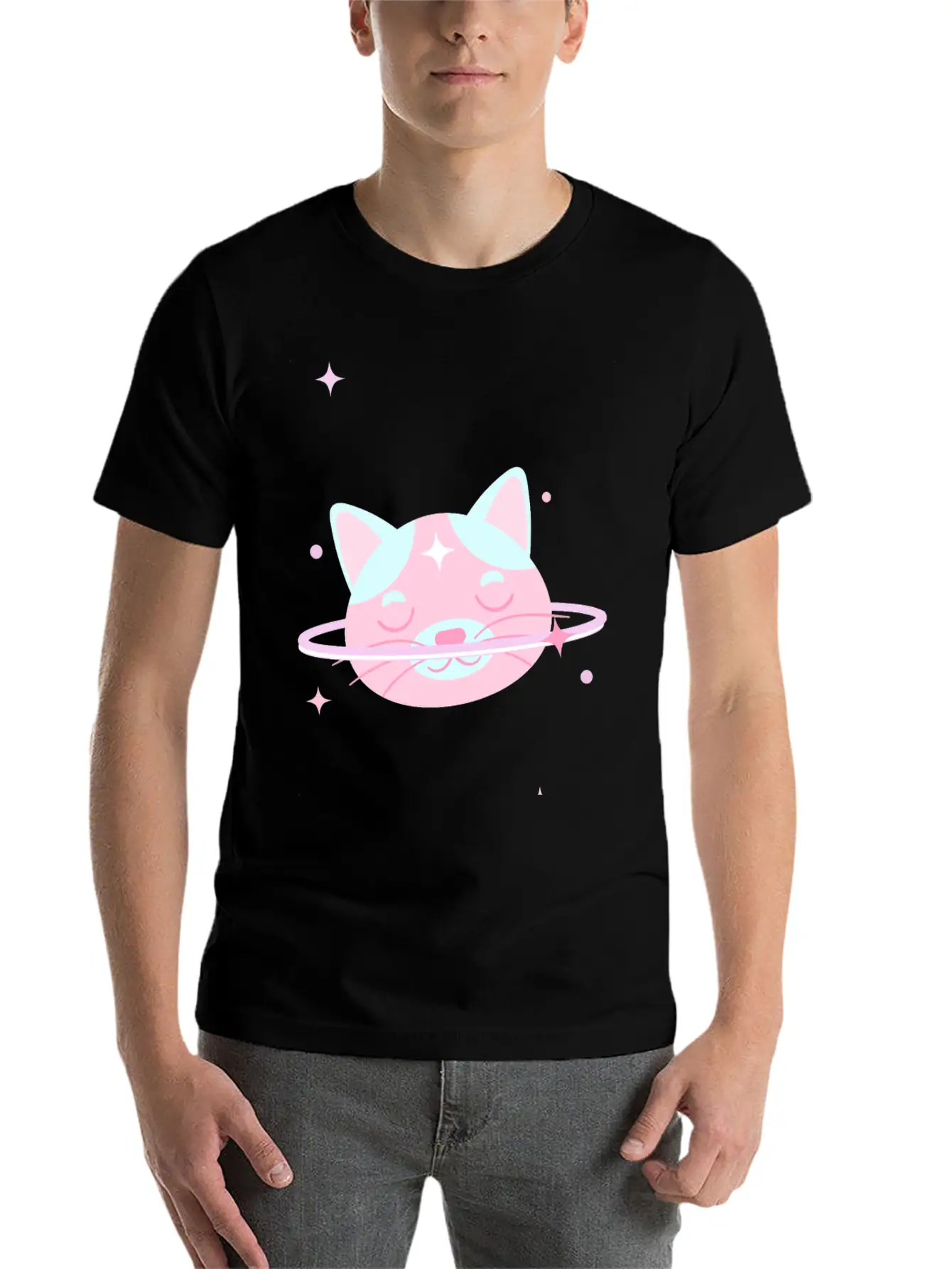 Space Cat Lightweight Cotton T-Shirt – Daily Comfort Graphic Shirt