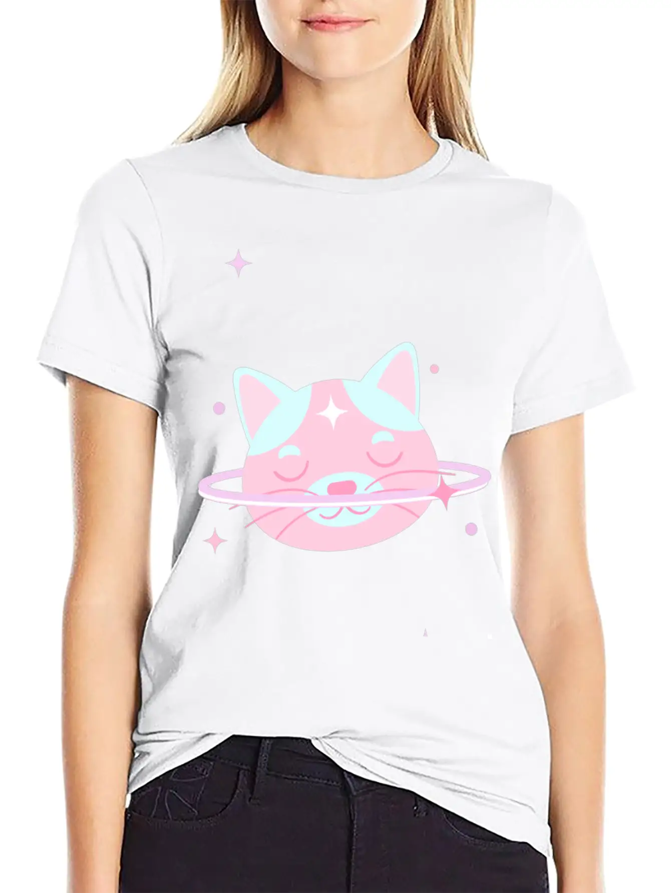 Space Cat Lightweight Cotton T-Shirt – Daily Comfort Graphic Shirt