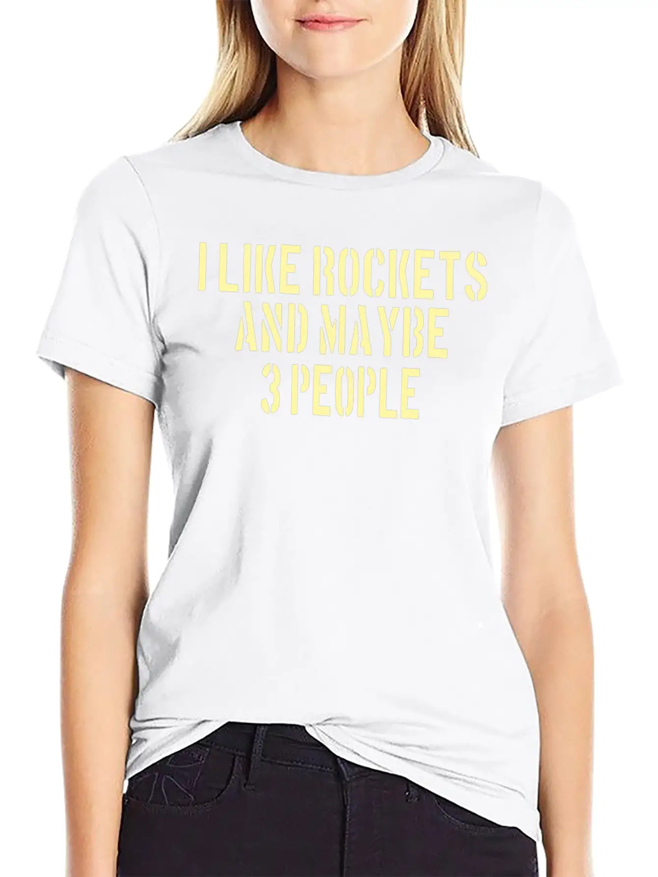 SPACE / ROCKET: Like Rockets And Maybe 3 People Lightweight Cotton T-Shirt – Daily Comfort Graphic Shirt