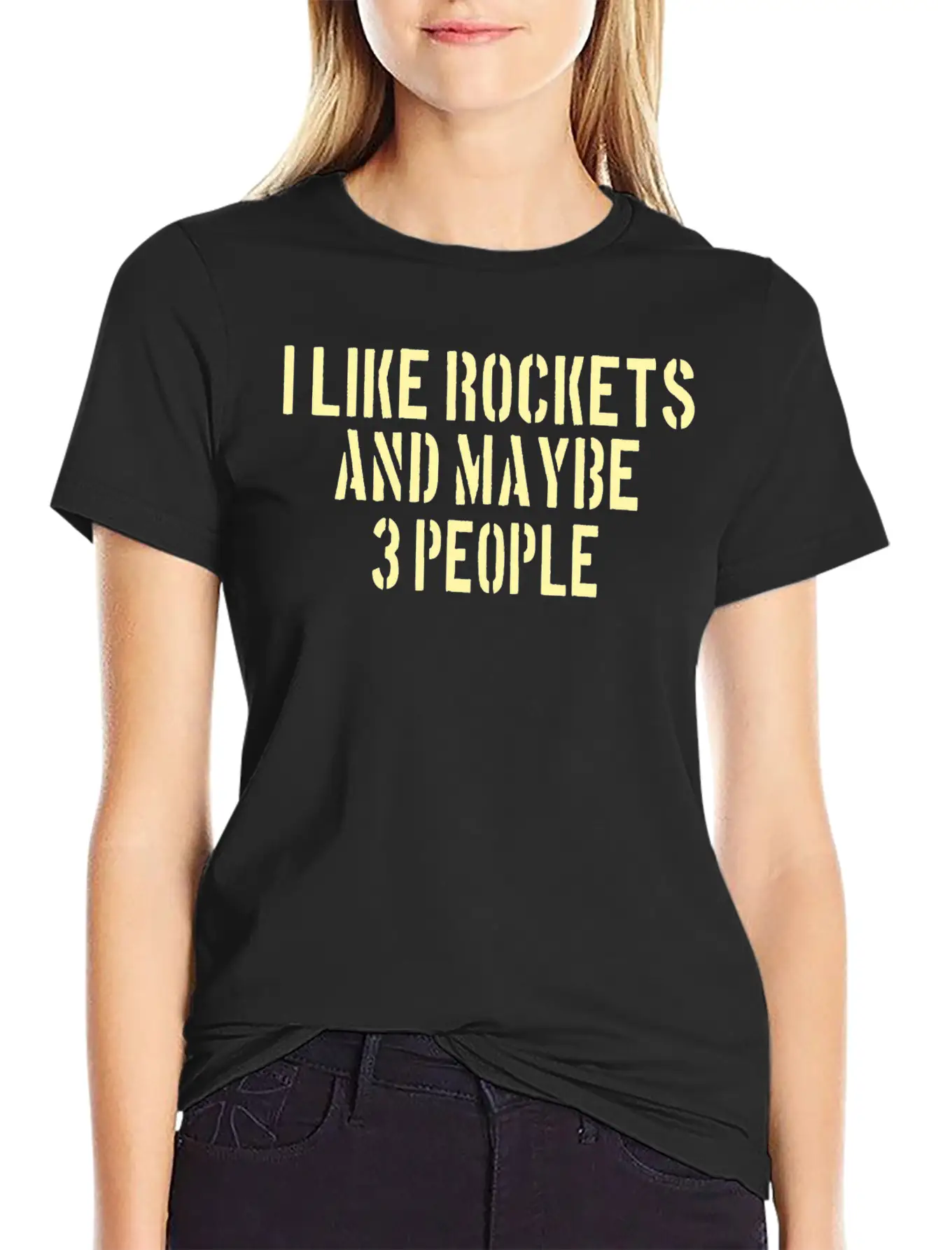 SPACE / ROCKET: Like Rockets And Maybe 3 People Lightweight Cotton T-Shirt – Daily Comfort Graphic Shirt