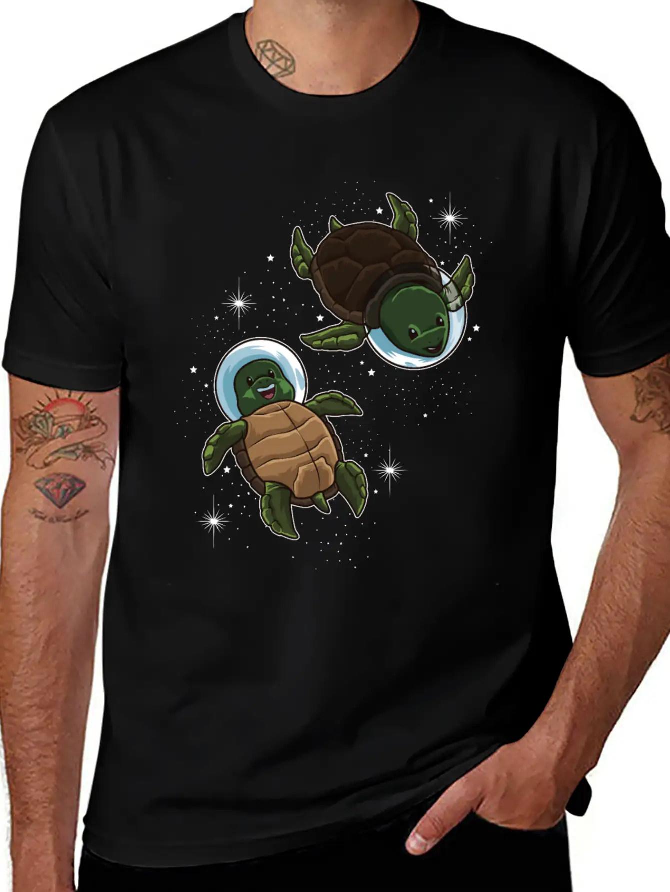 Space Turtles | Spaceman Reptile Galaxy Explorer Lightweight Cotton T-Shirt – Daily Comfort Graphic Shirt