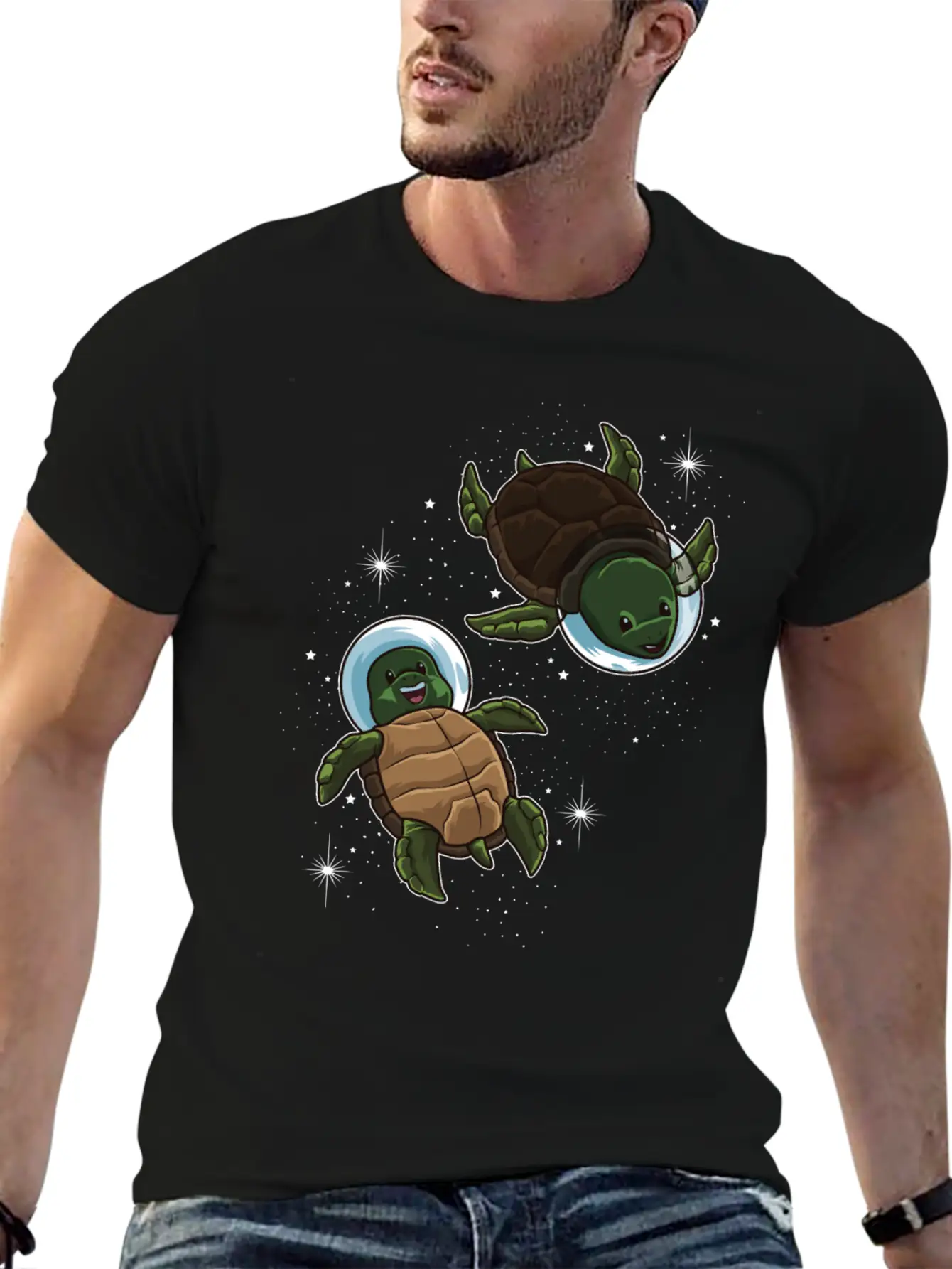 Space Turtles | Spaceman Reptile Galaxy Explorer Lightweight Cotton T-Shirt – Daily Comfort Graphic Shirt