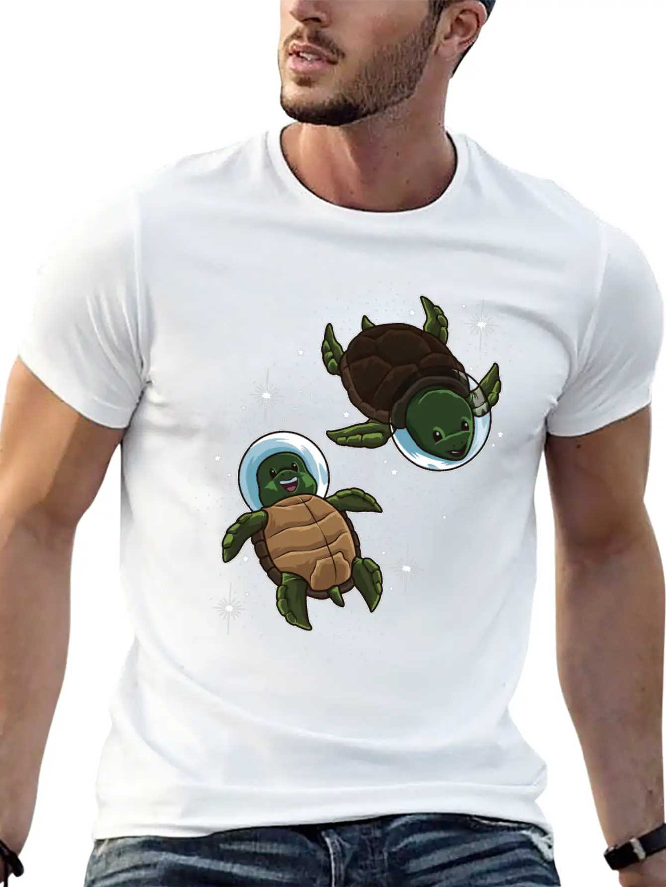 Space Turtles | Spaceman Reptile Galaxy Explorer Lightweight Cotton T-Shirt – Daily Comfort Graphic Shirt