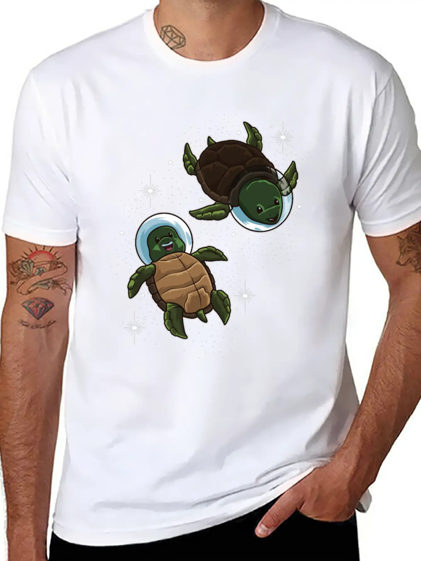 Space Turtles | Spaceman Reptile Galaxy Explorer Lightweight Cotton T-Shirt – Daily Comfort Graphic Shirt