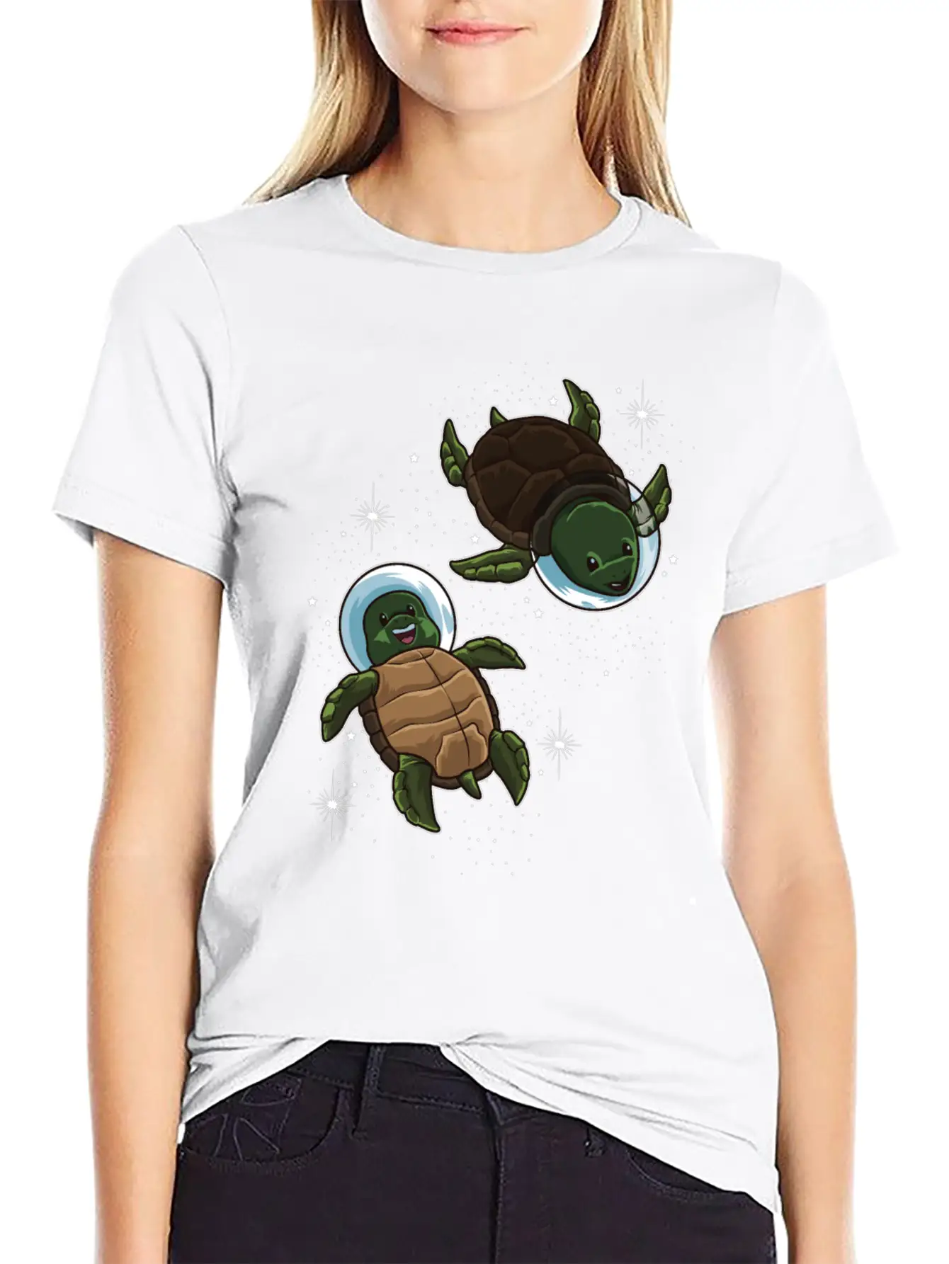 Space Turtles | Spaceman Reptile Galaxy Explorer Lightweight Cotton T-Shirt – Daily Comfort Graphic Shirt