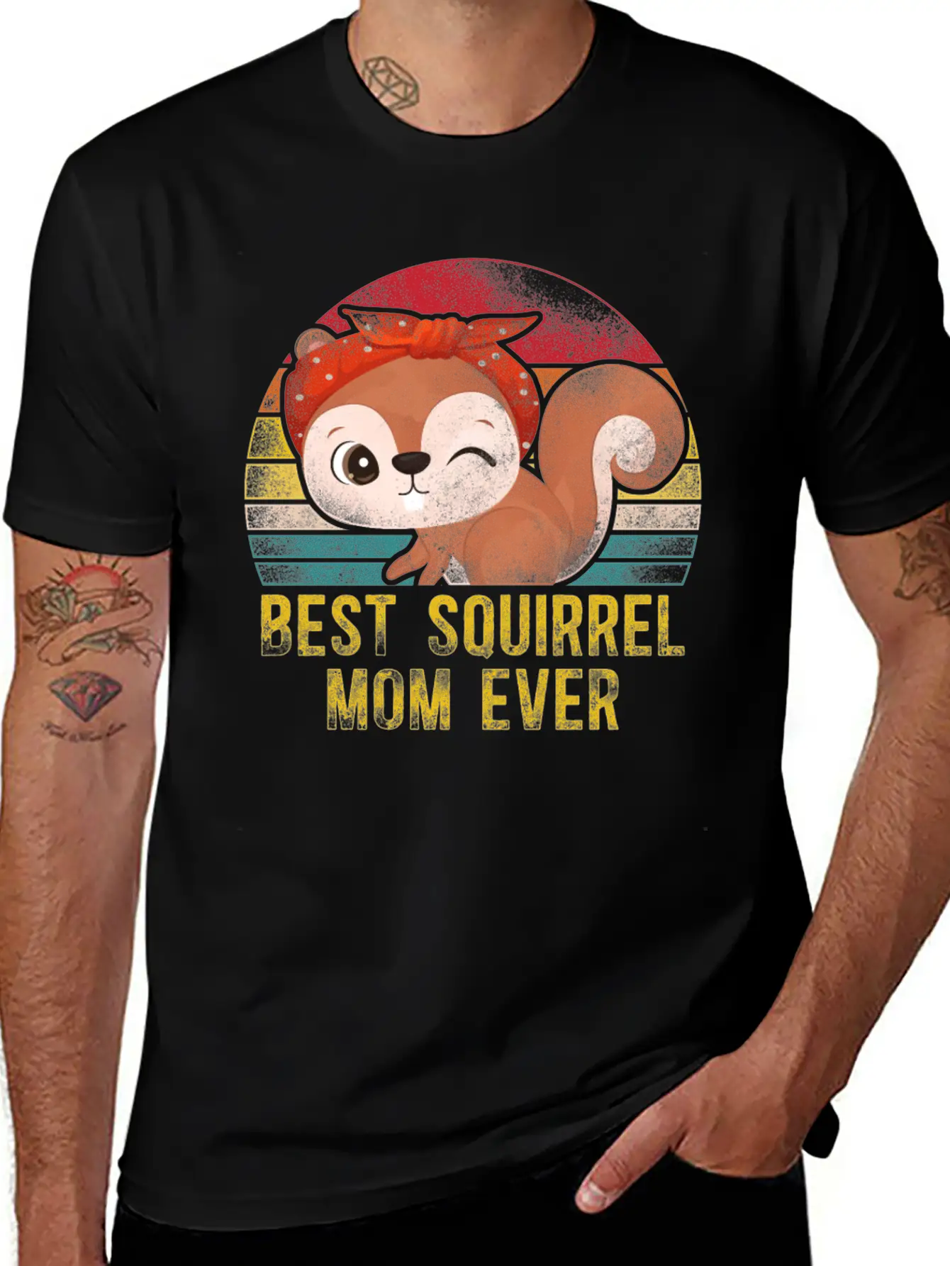 Squirrel Acorn Mom Mother Retro Lightweight Cotton T-Shirt – Daily Comfort Graphic Shirt