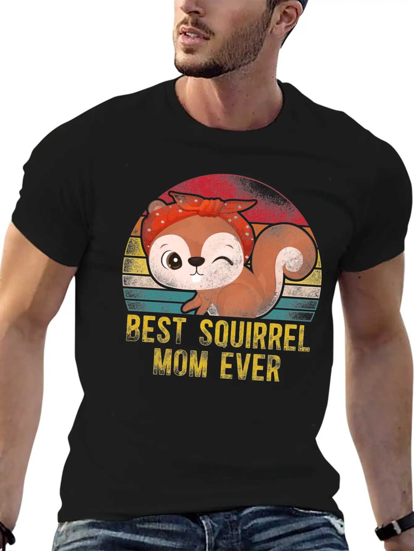 Squirrel Acorn Mom Mother Retro Lightweight Cotton T-Shirt – Daily Comfort Graphic Shirt