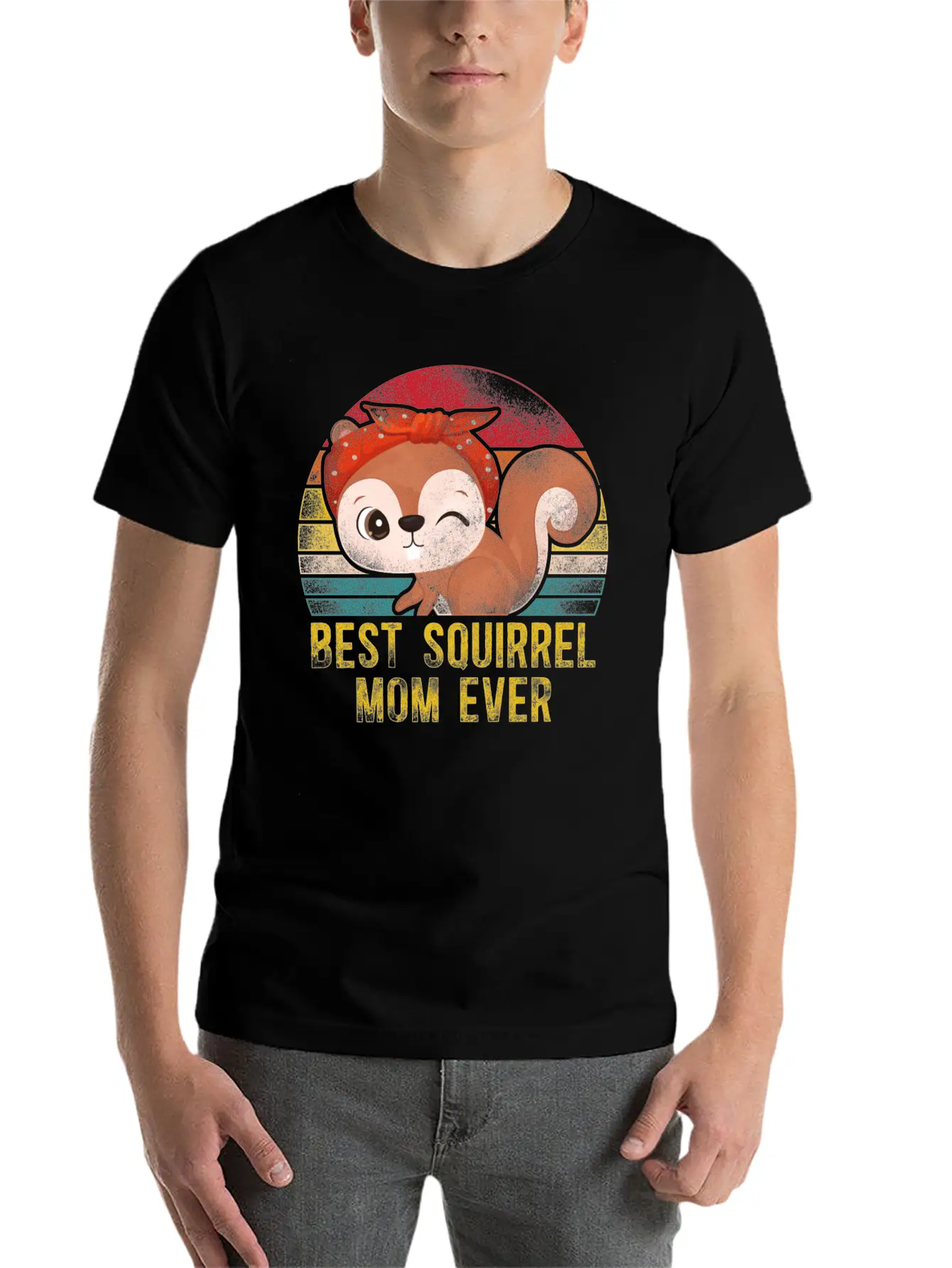 Squirrel Acorn Mom Mother Retro Lightweight Cotton T-Shirt – Daily Comfort Graphic Shirt