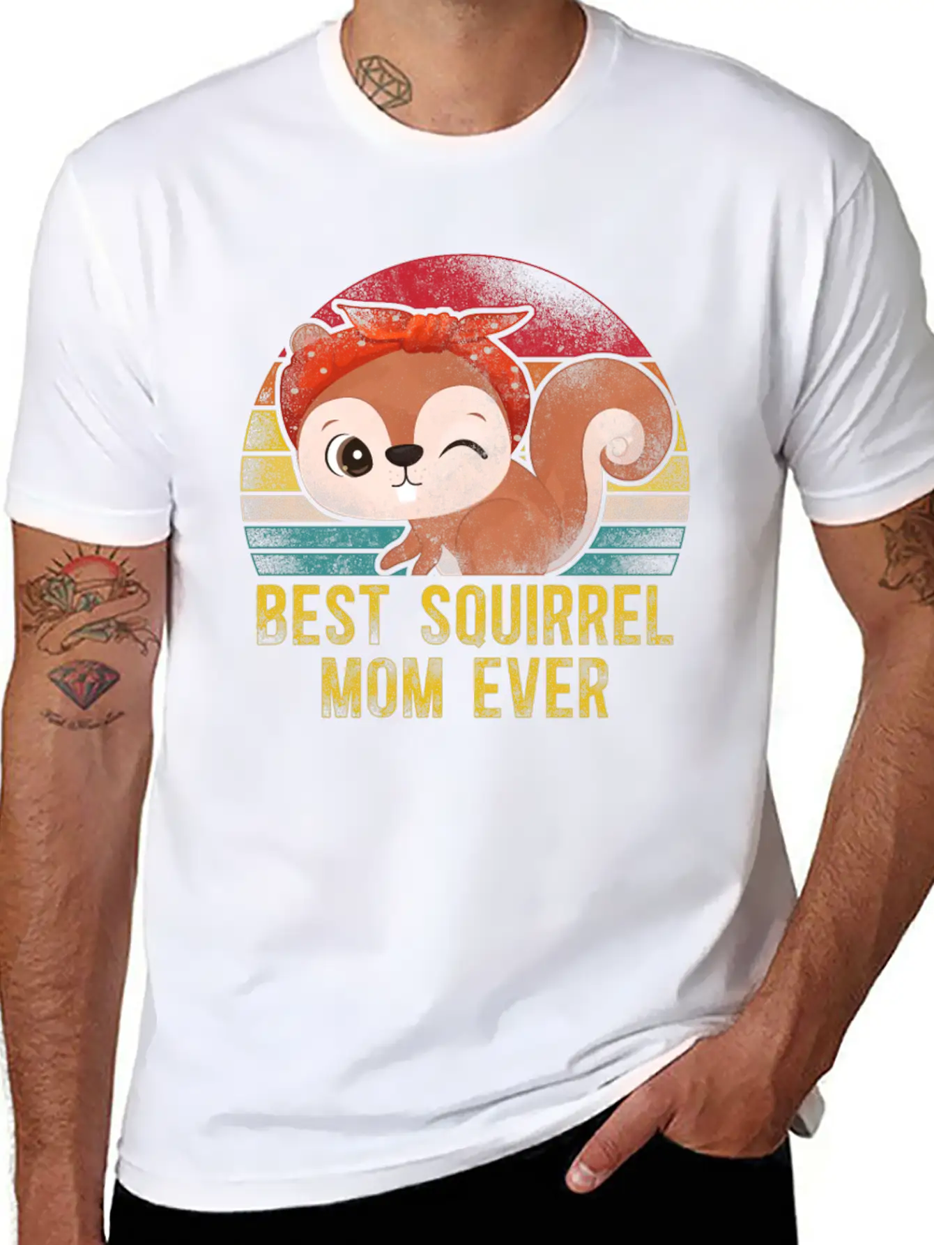 Squirrel Acorn Mom Mother Retro Lightweight Cotton T-Shirt – Daily Comfort Graphic Shirt