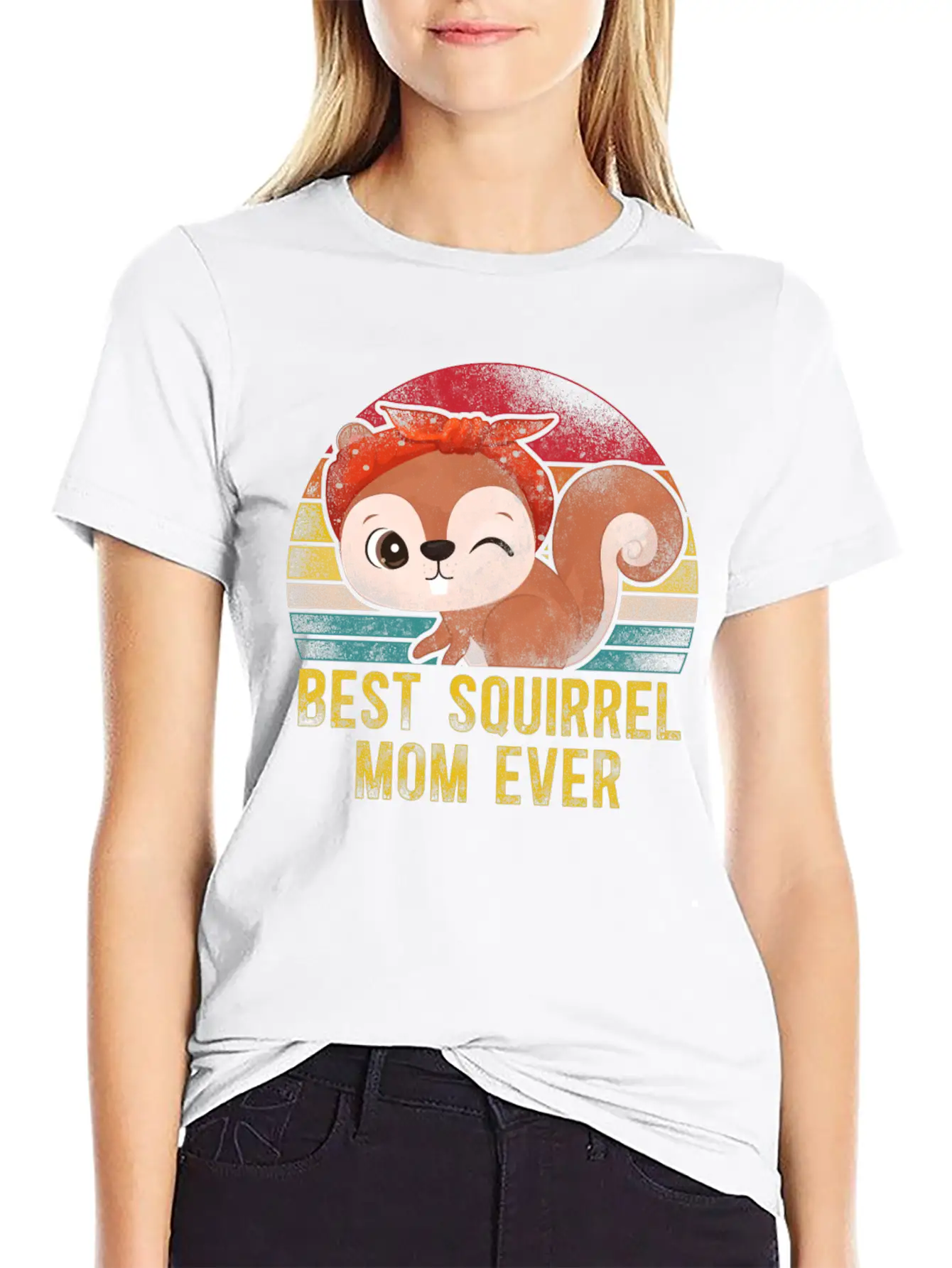 Squirrel Acorn Mom Mother Retro Lightweight Cotton T-Shirt – Daily Comfort Graphic Shirt