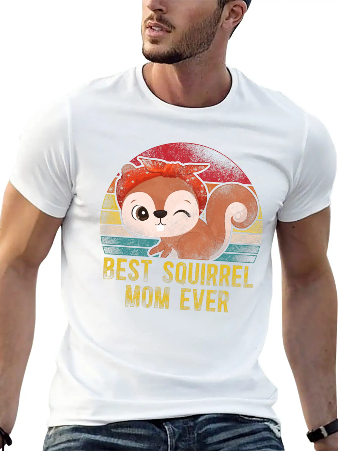 Squirrel Acorn Mom Mother Retro Lightweight Cotton T-Shirt – Daily Comfort Graphic Shirt