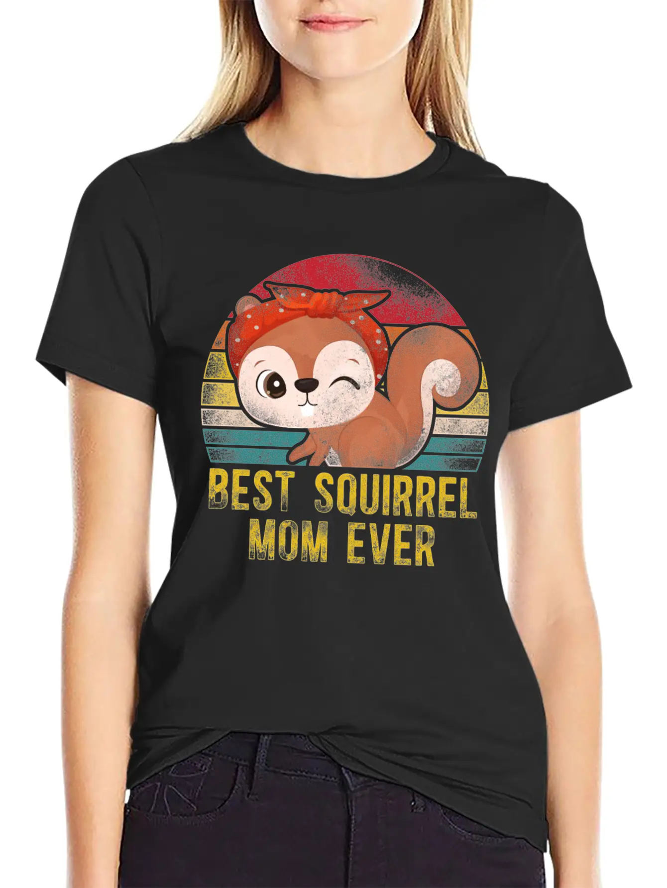 Squirrel Acorn Mom Mother Retro Lightweight Cotton T-Shirt – Daily Comfort Graphic Shirt