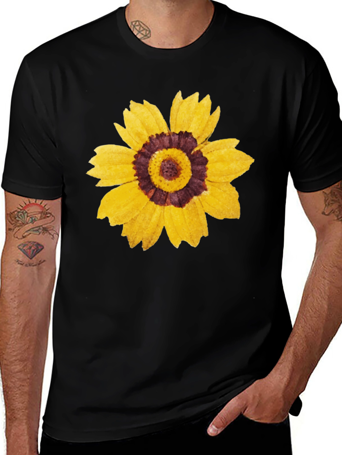 Sunflower Graphic Black T-Shirt