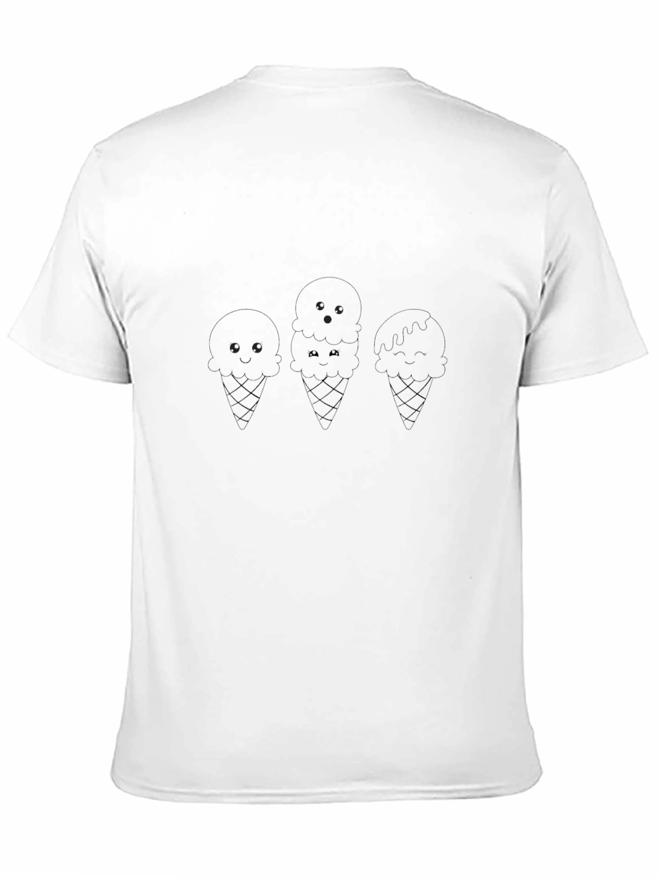 Whimsical Ice Cream Cone Graphic Tee - Black