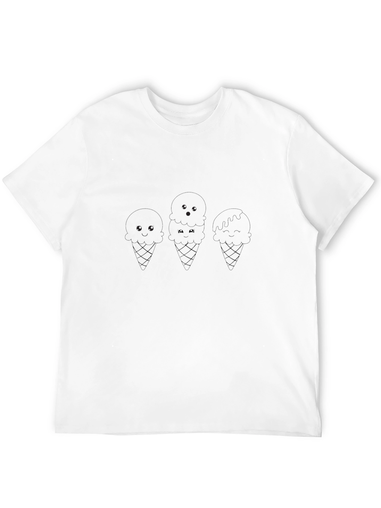 Whimsical Ice Cream Cone Graphic Tee - Black